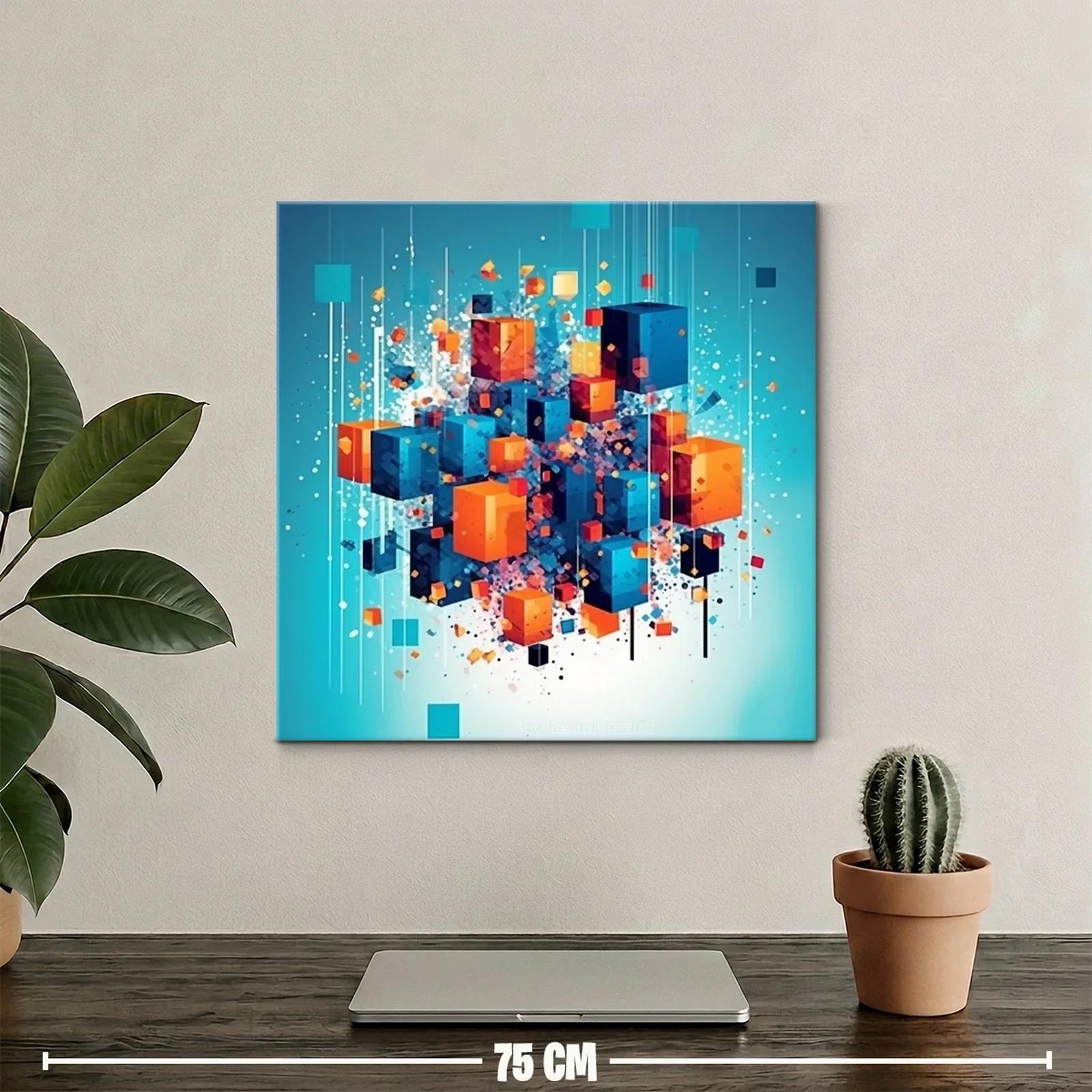 Composición abstracta de cubos en tonos azul y naranja vibrante — miniatura 2