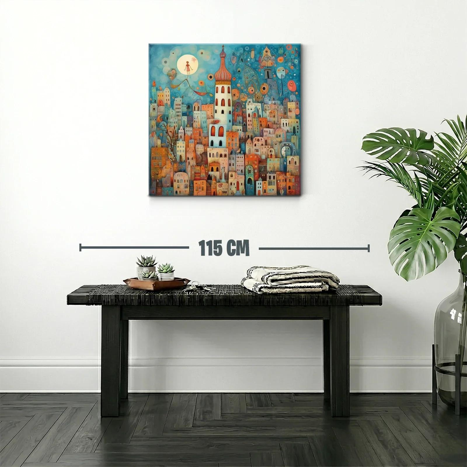 Ciudad encantada con torre y cielo onírico azul — miniatura 2