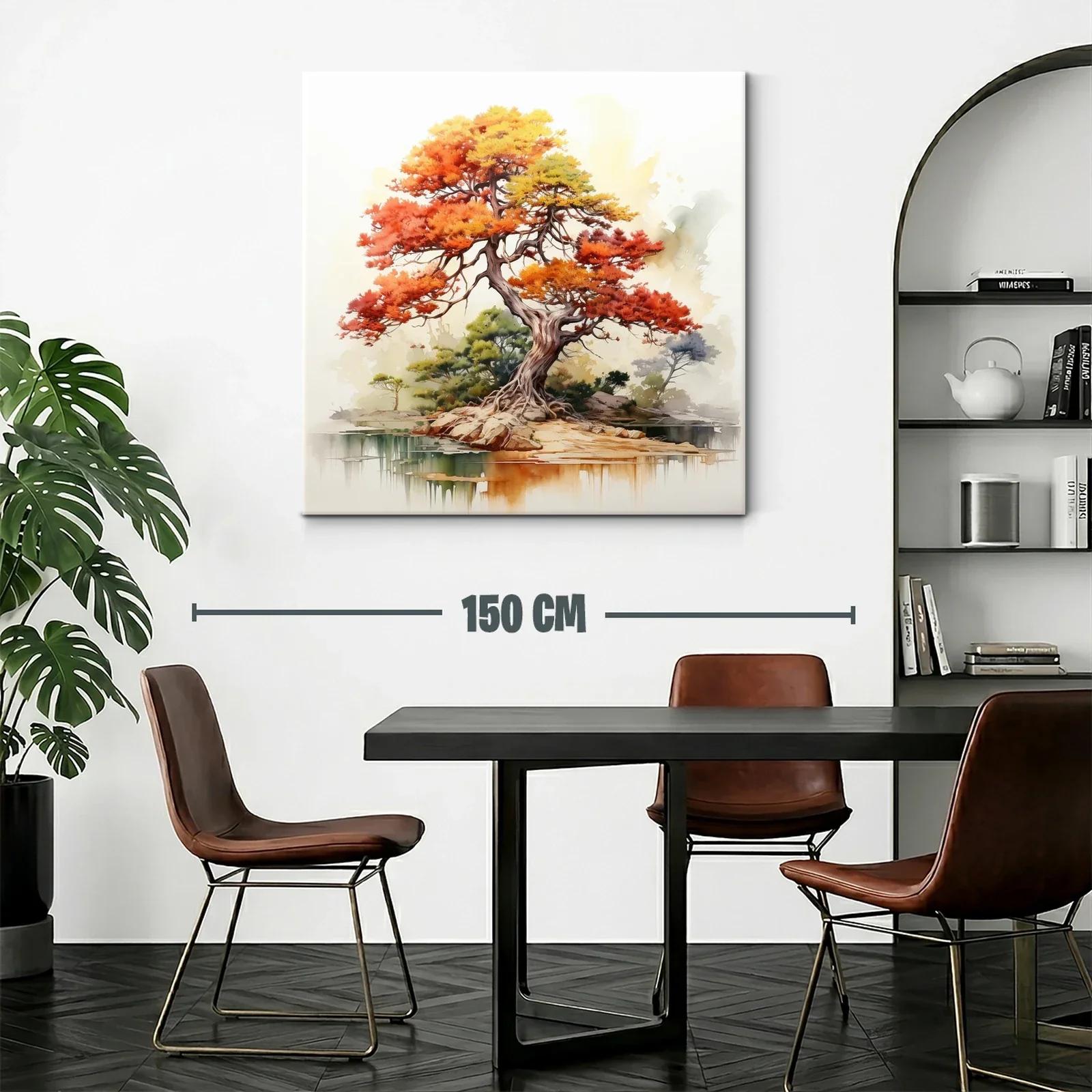 Árbol con tonos otoñales vibrantes sobre paisaje sereno — miniatura 2