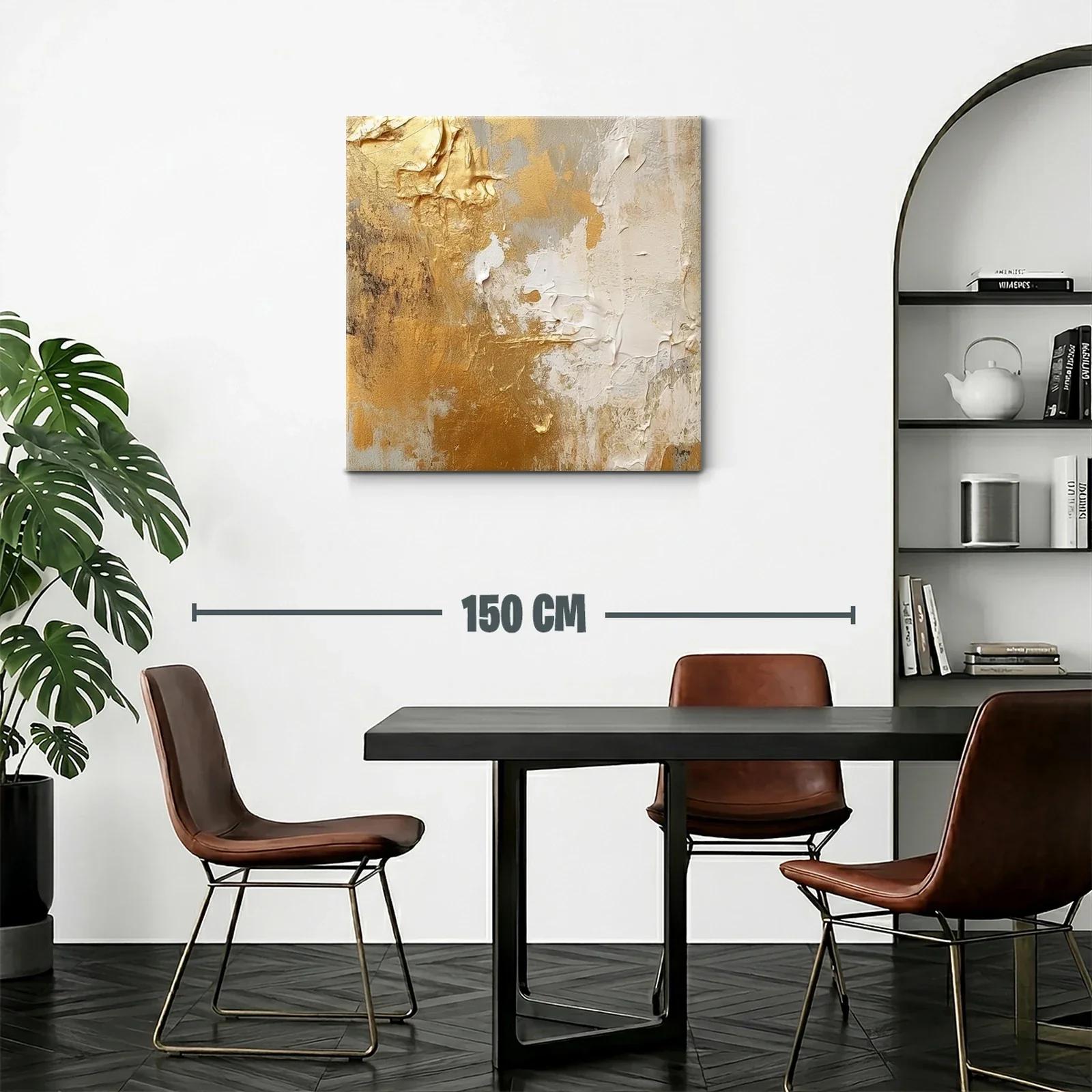 Composición abstracta en tonos dorados y beige — miniatura 2