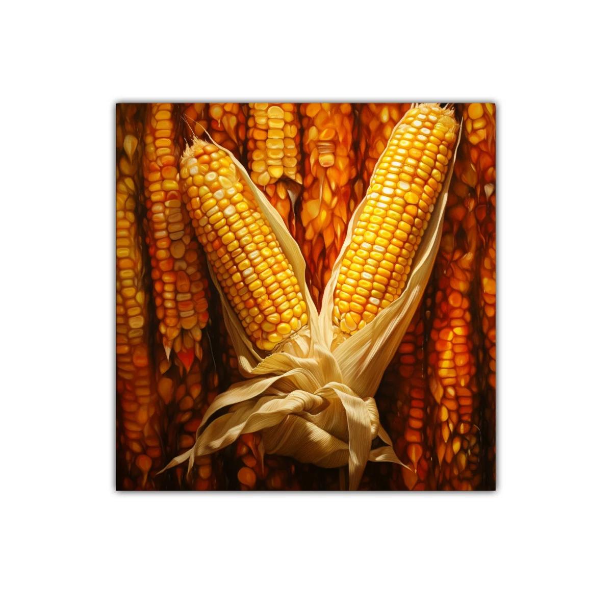 Cuadro decorativo con mazorcas de maíz en tonos cálidos — imagen principal