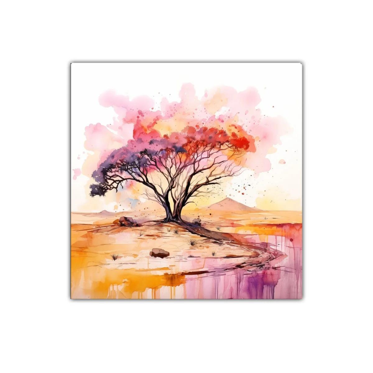 Árbol solitario con vibrantes tonos cálidos al atardecer — imagen principal