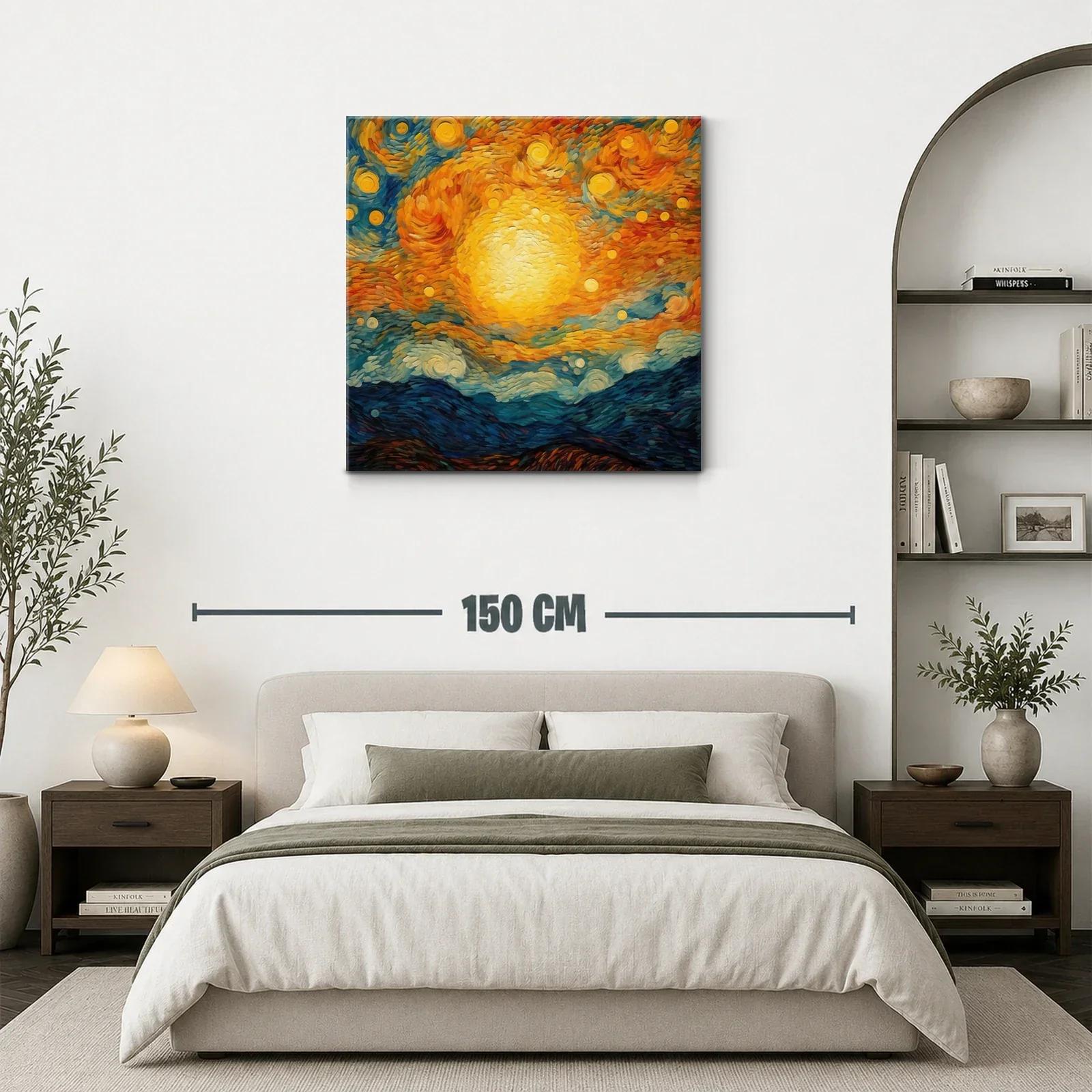 Cuadro vibrante con cielo estrellado y paisaje montañoso — miniatura 3