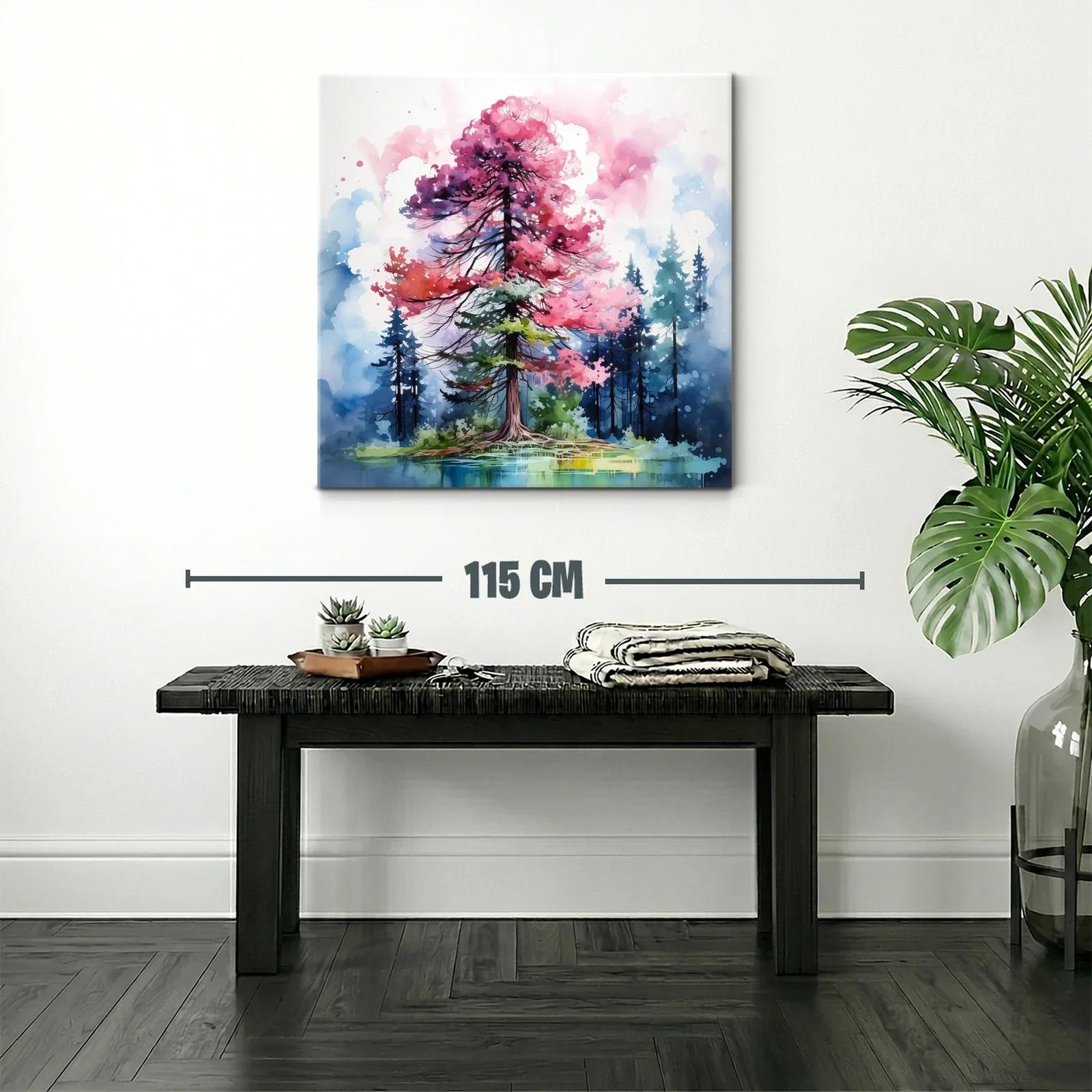 Árbol vibrante con tonos rosados y fondo azul intenso — miniatura 2