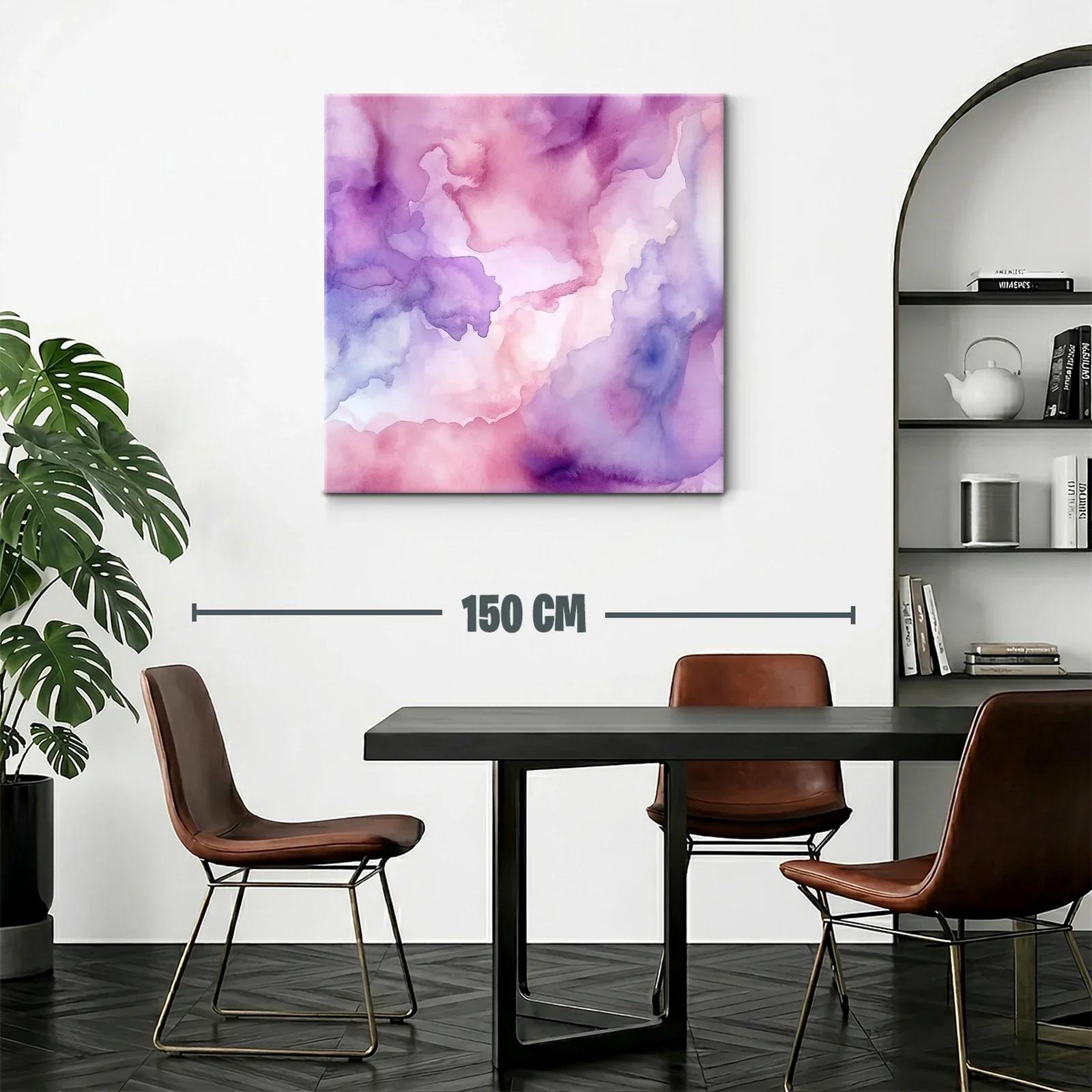 Cuadro abstracto en tonos suaves de morado y rosa — miniatura 2