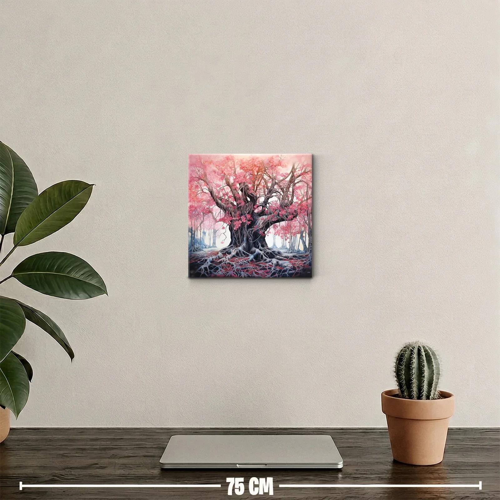 Árbol mágico con flores rosa en bosque encantado — miniatura 2