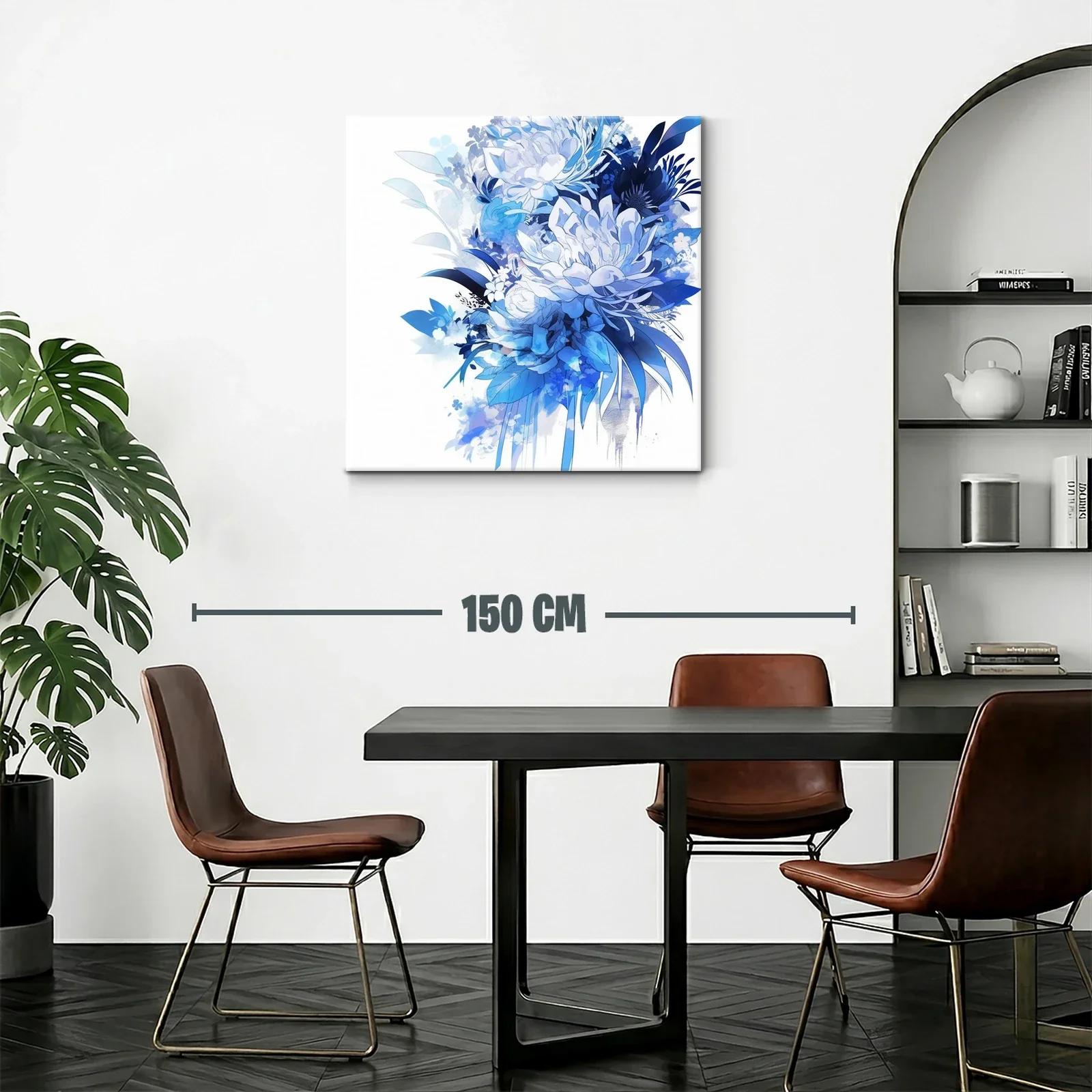 Composición floral abstracta en tonos azules y blancos — miniatura 2