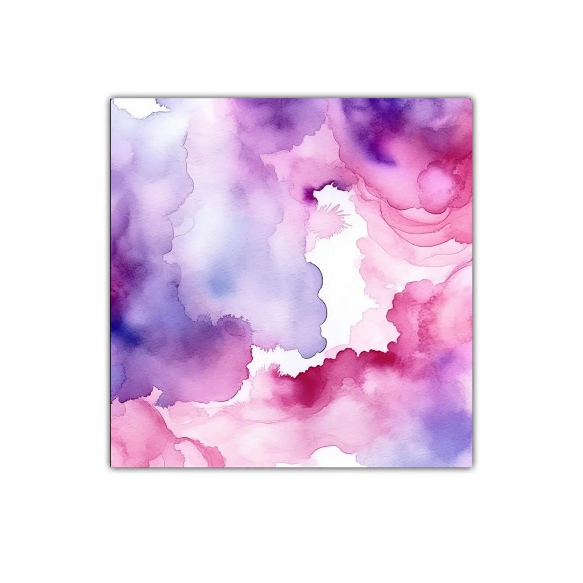 Cuadro abstracto con tonos morados y rosas vibrantes — miniatura 1