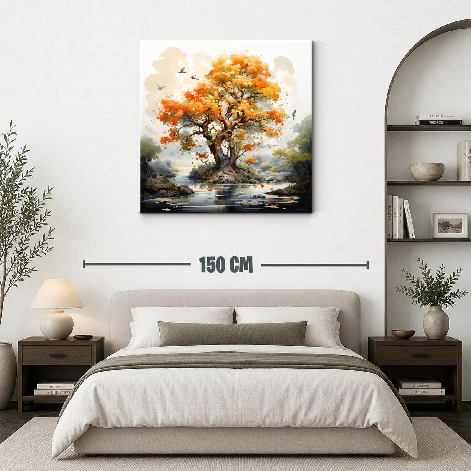 Árbol otoñal con reflejo en lago sereno — miniatura 3