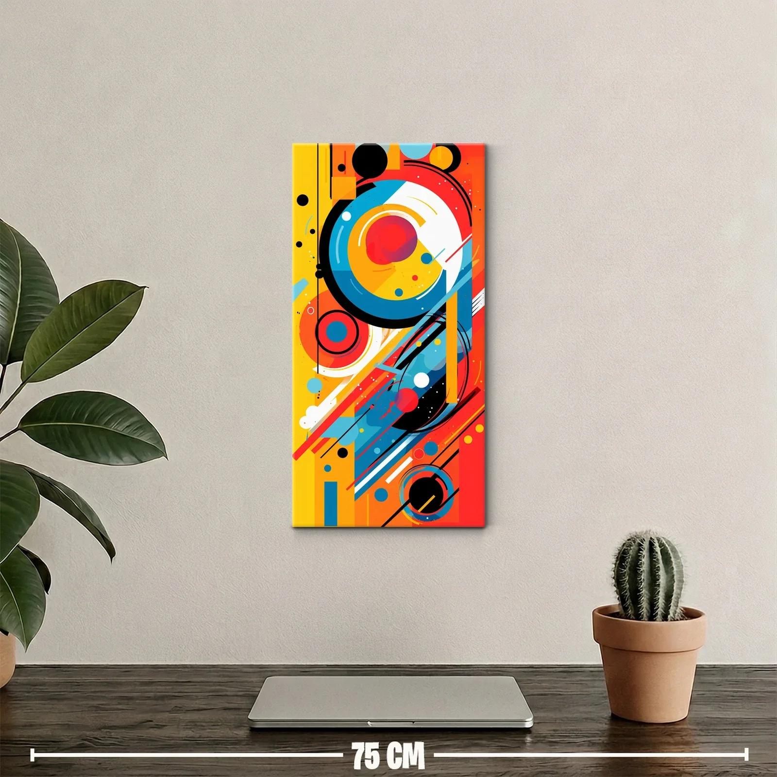Cuadro círculo multicolor con anillos y diagonales — miniatura 2