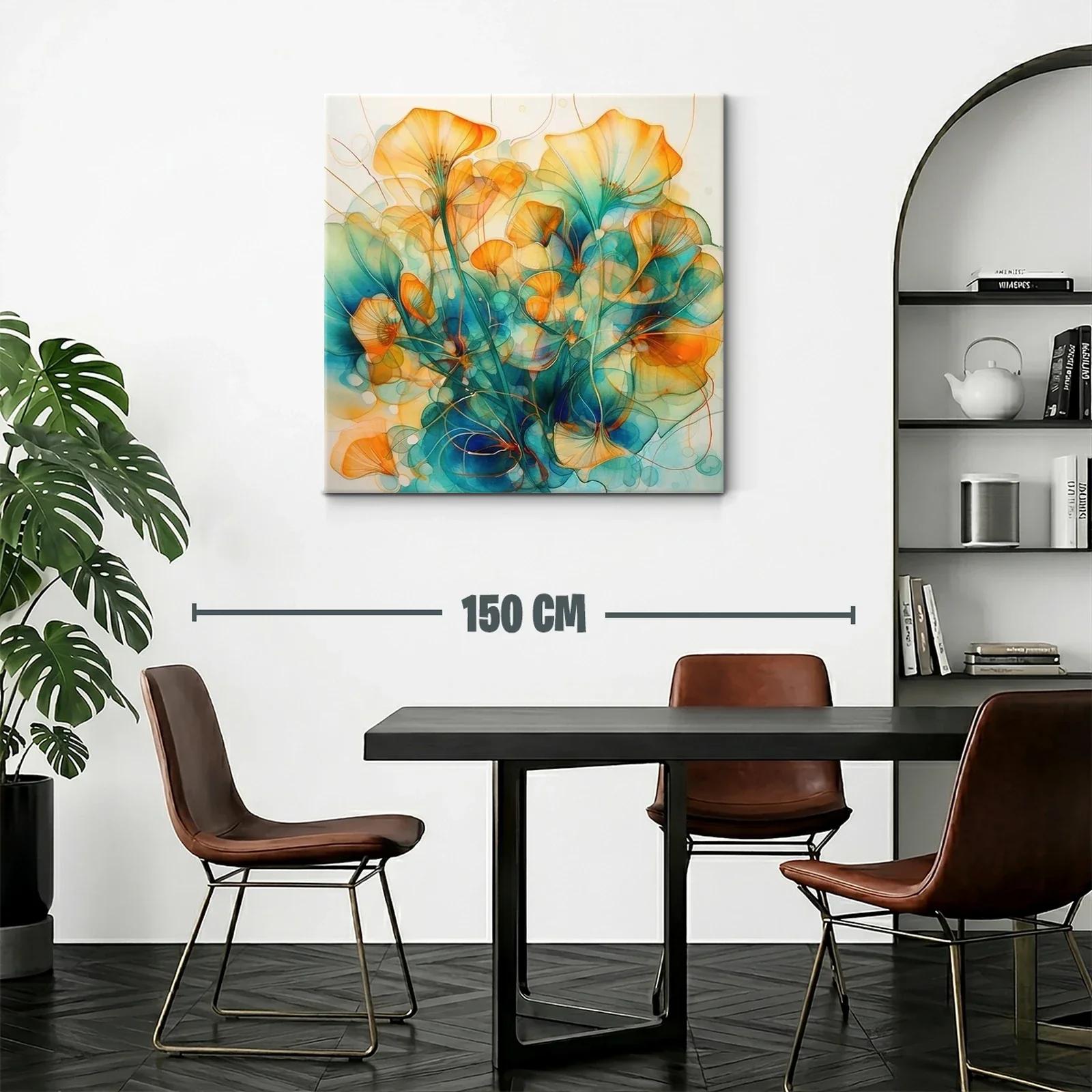 Floración abstracta en tonos cálidos y azules vibrantes — miniatura 2