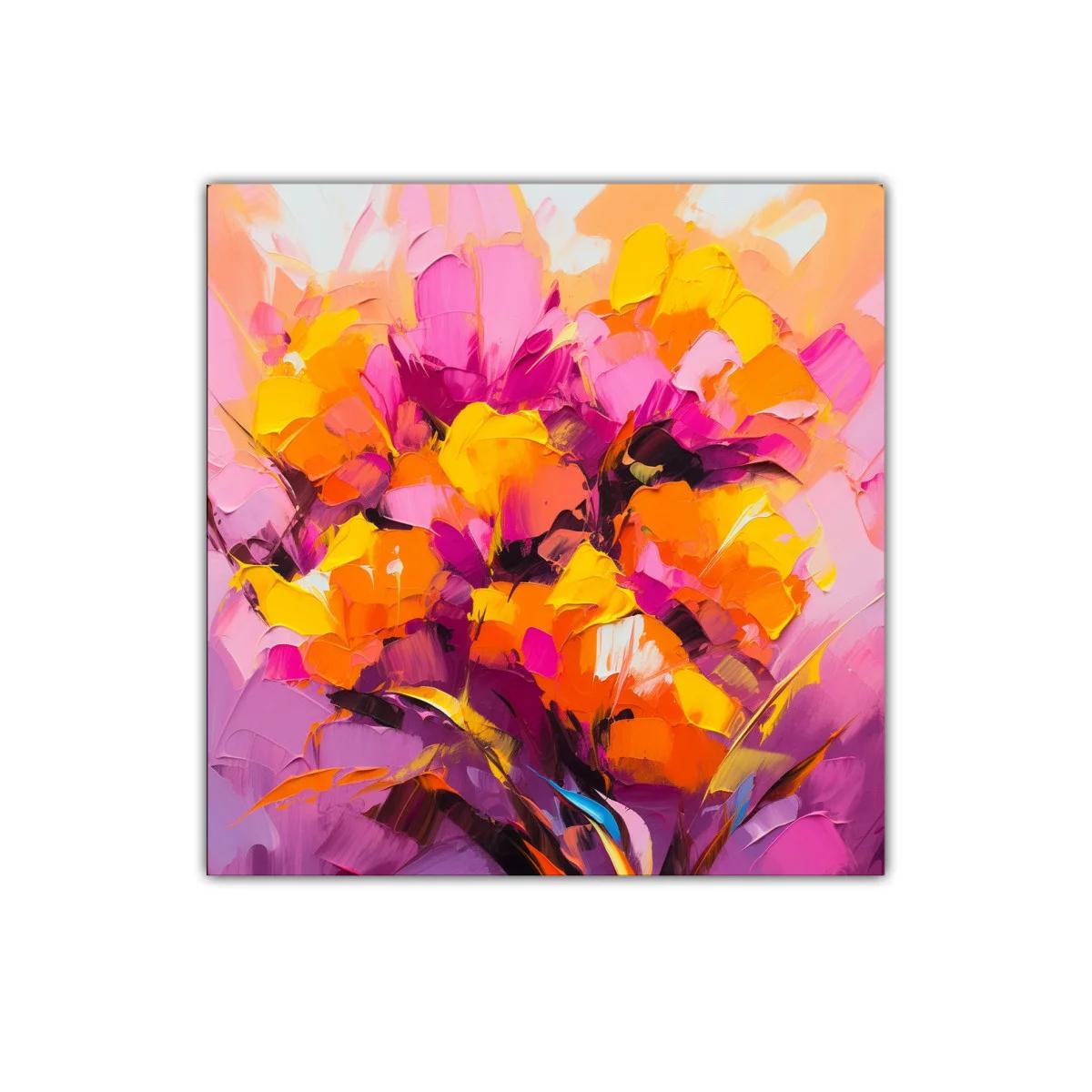 Cuadro decorativo de flores en tonos vivos y vibrantes