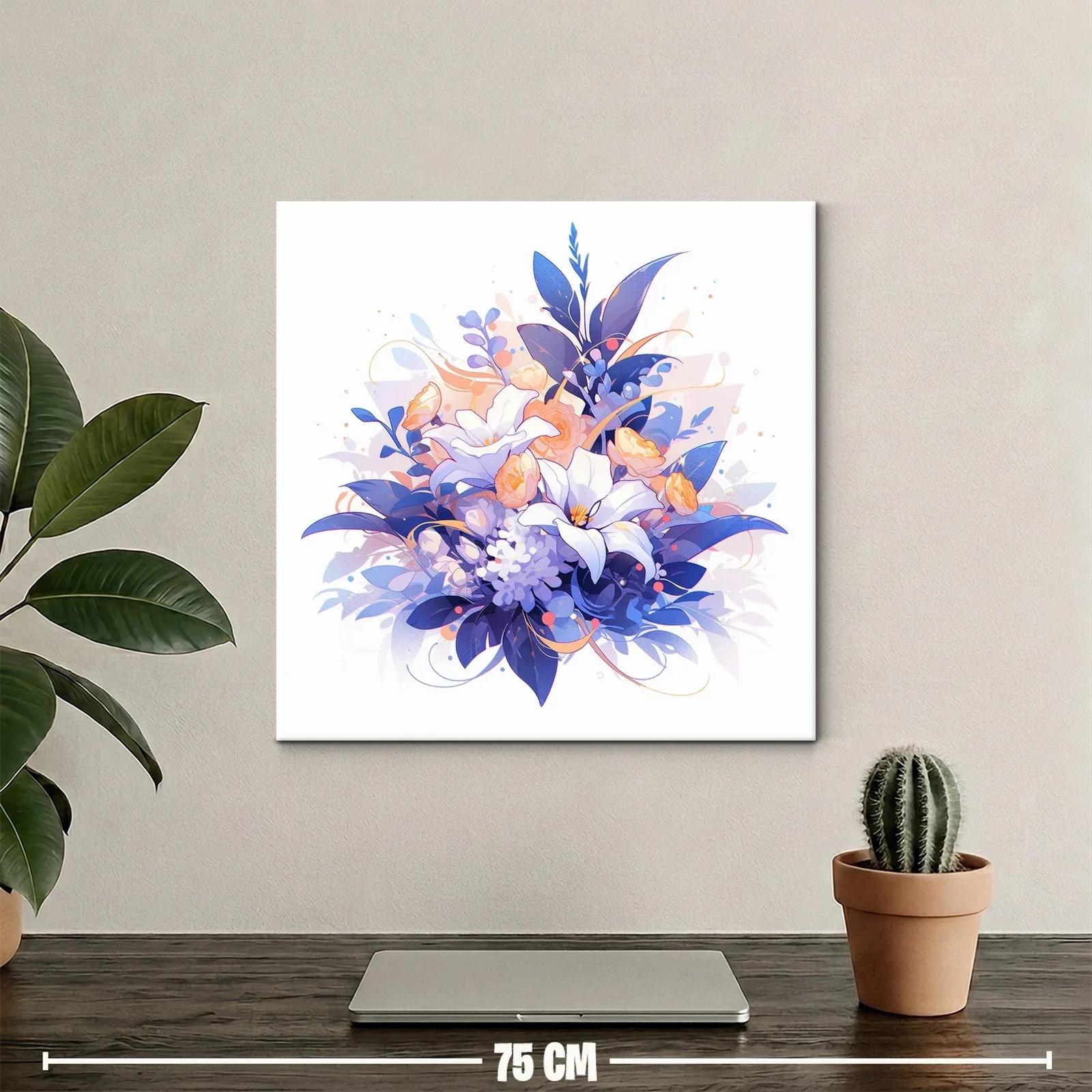 Armonioso ramo floral en tonos azules y melocotón — miniatura 2