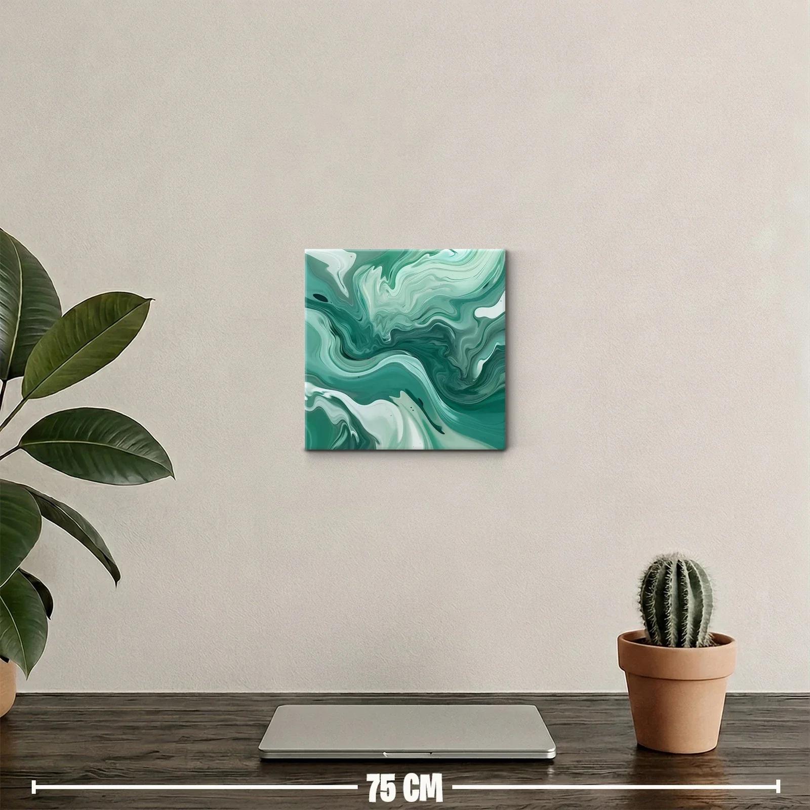 Arte abstracto fluido en tonos verdes y blancos — miniatura 2