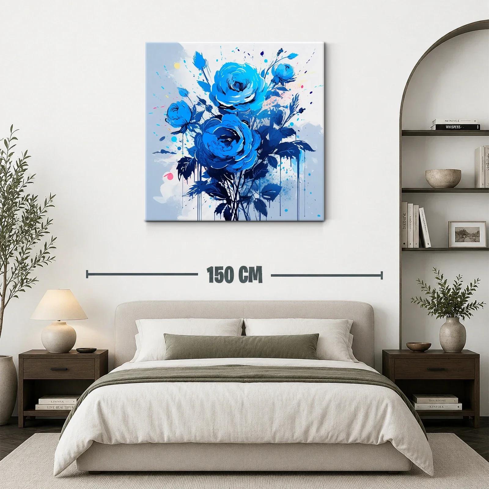 Ramo de rosas azules con pinceladas expresivas — miniatura 3