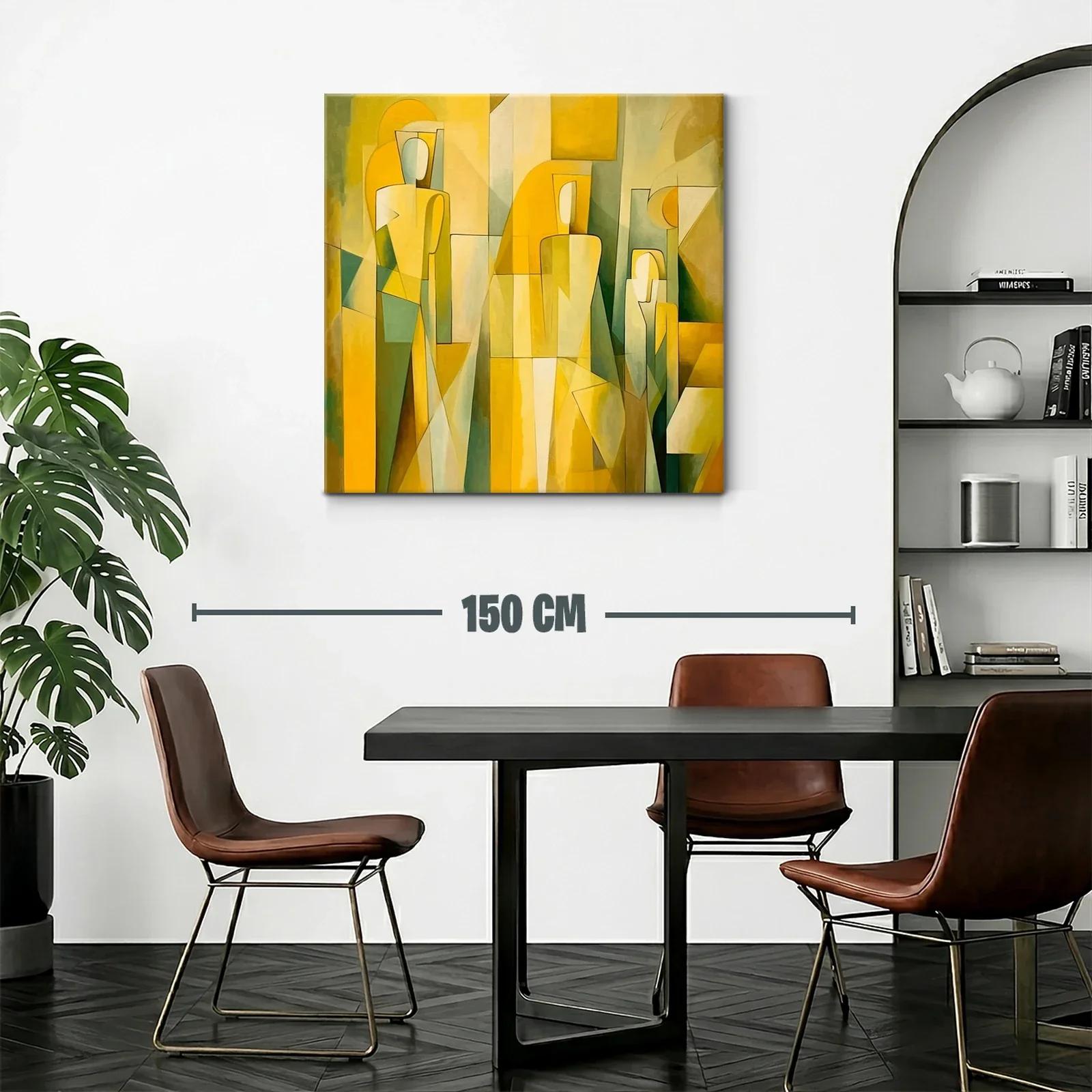 Cuadro Abstracto con Figuras y Tonos Amarillos — miniatura 2