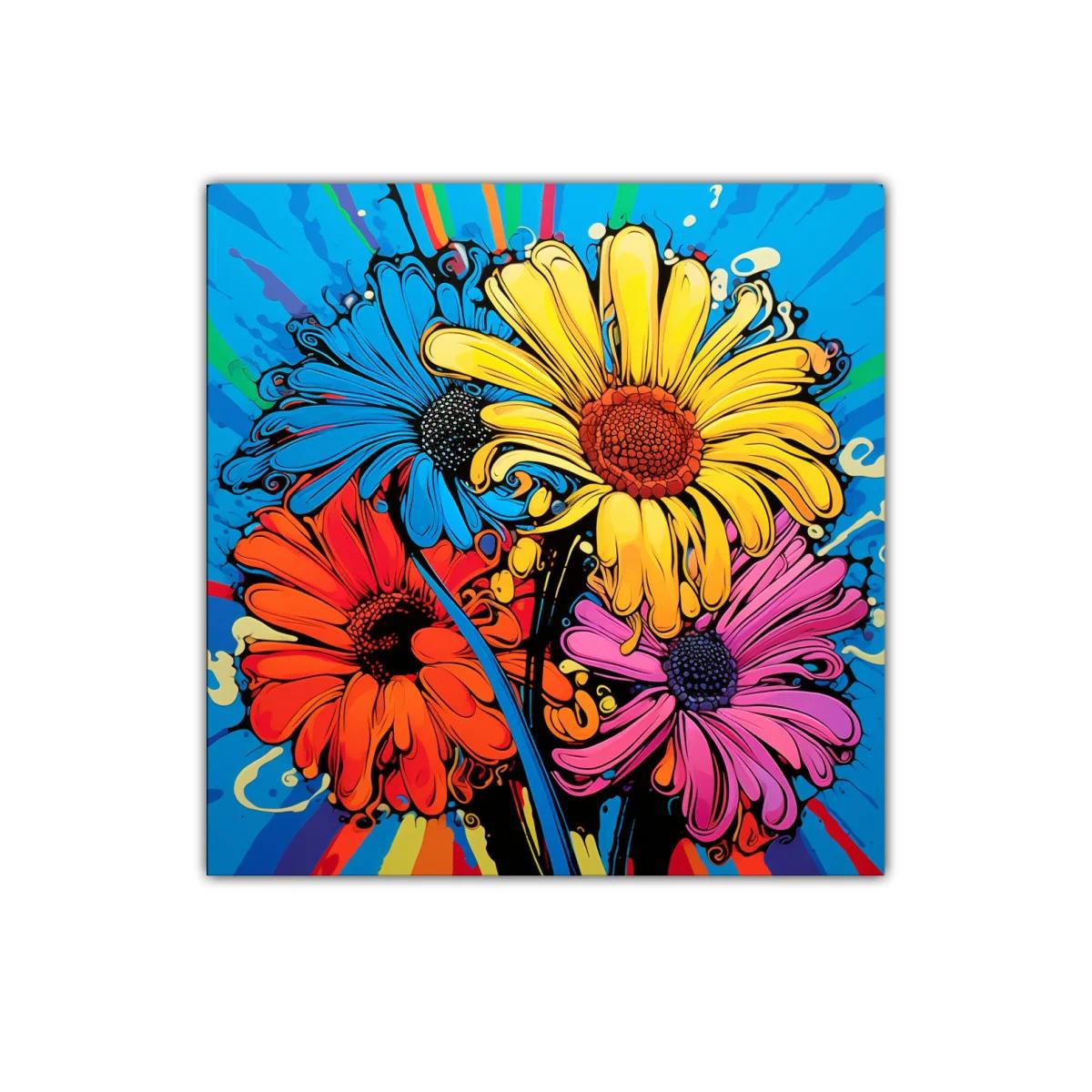 Brillante composición floral con vibrantes colores contrastantes