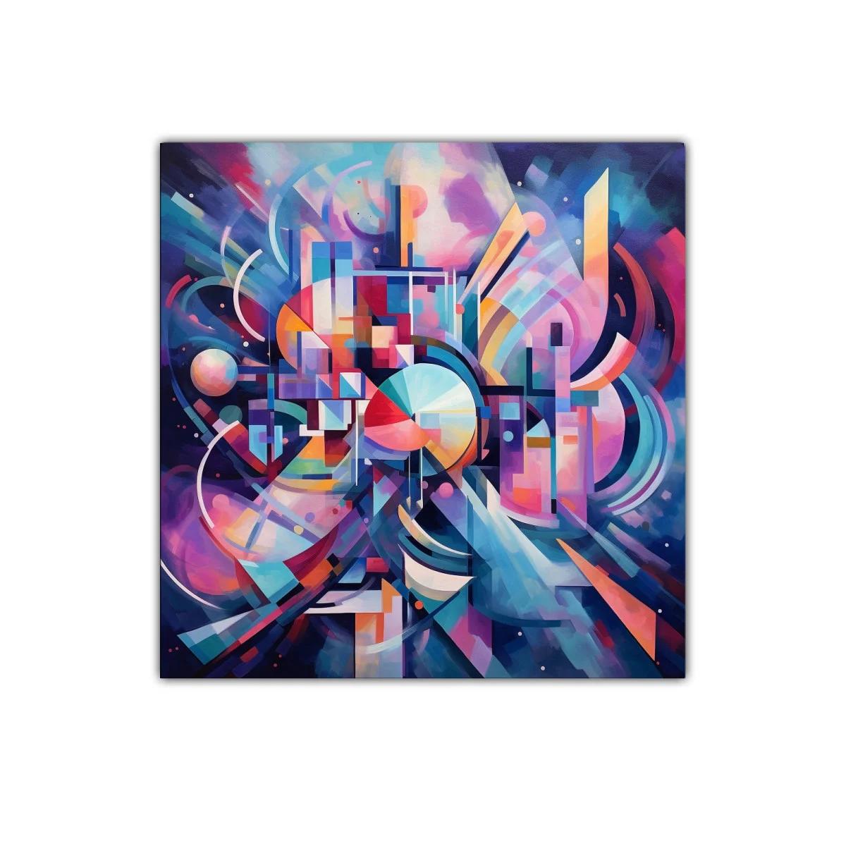 Composición geométrica vibrante en tonos fríos y cálidos — imagen principal