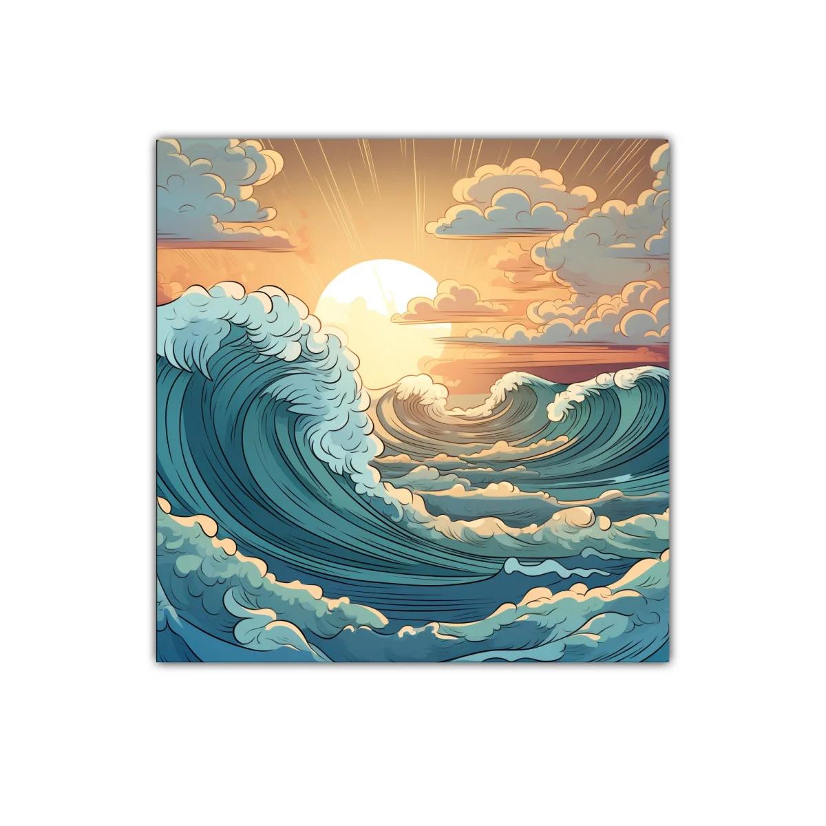 Atardecer sobre olas dinámicas en calma y movimiento — miniatura 1