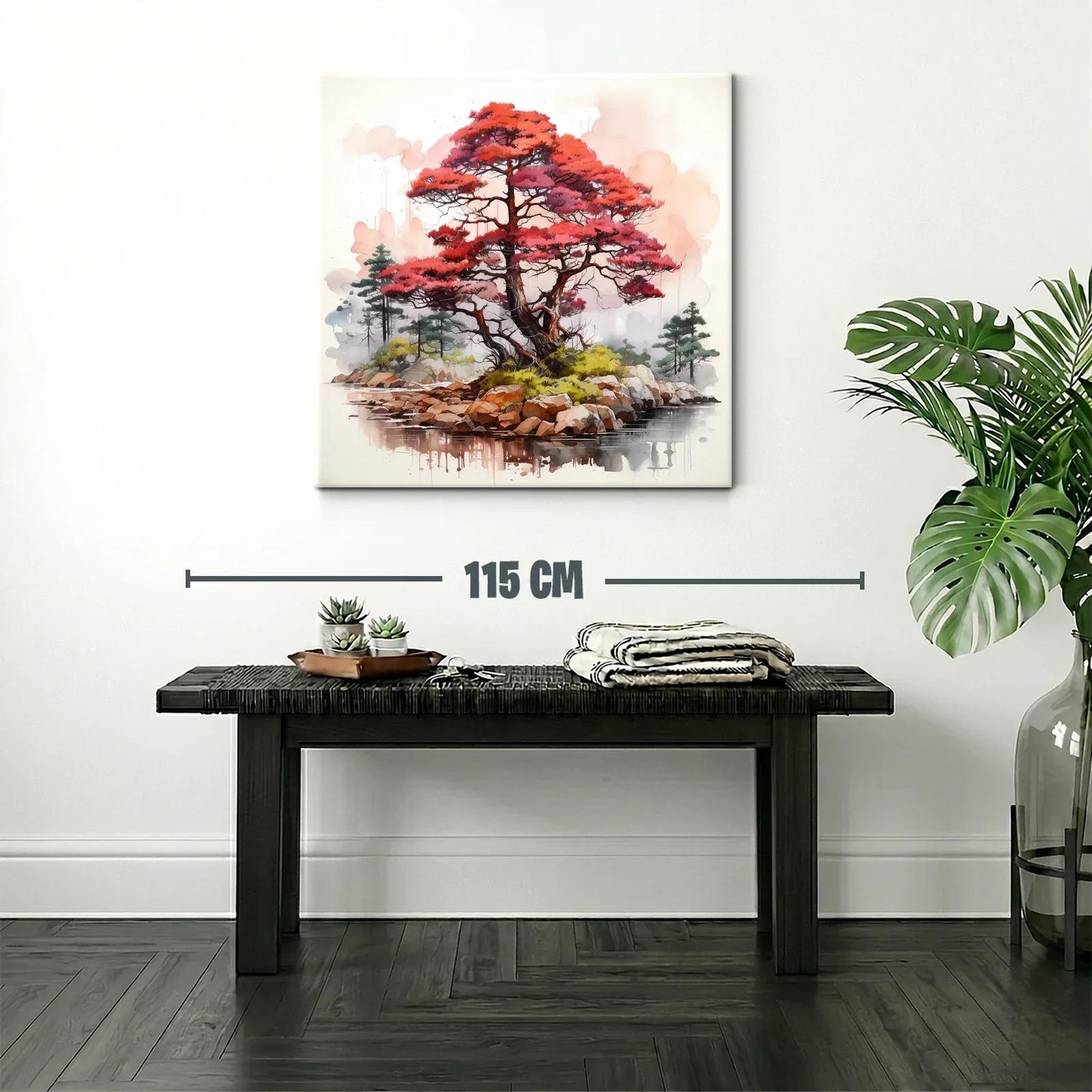 Árbol rojo en isla serena con paisaje natural — miniatura 2