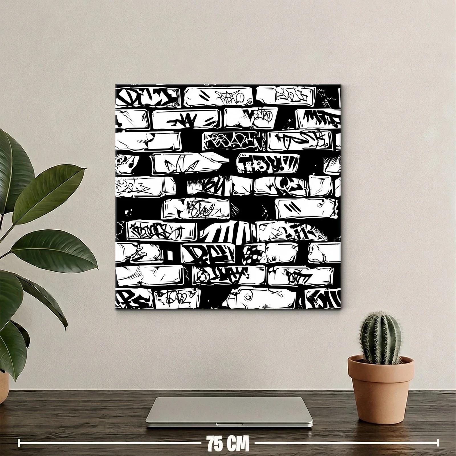 Arte urbano con grafitis en patrón monocromo moderno — miniatura 2