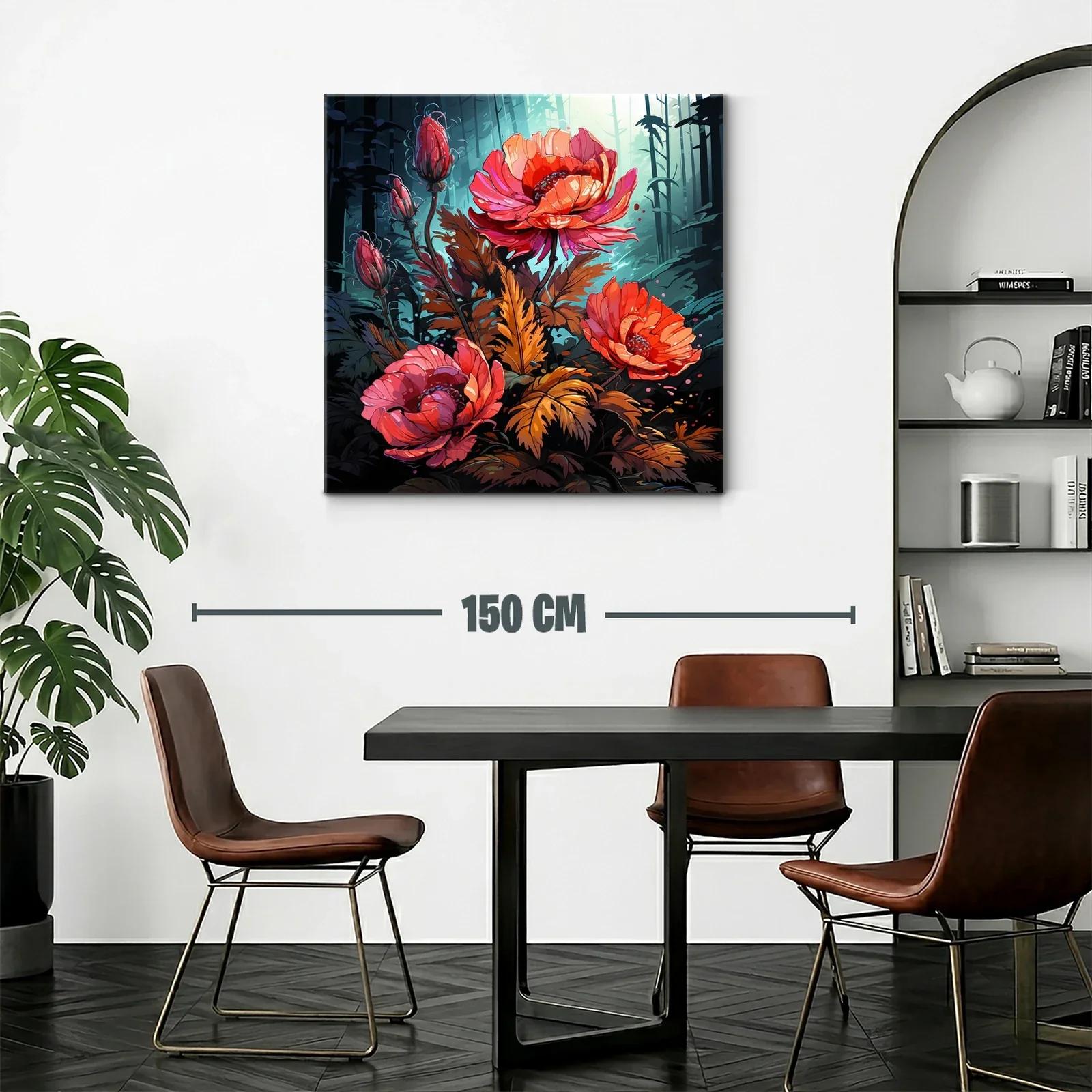 Flores vibrantes en contraste con bosque nocturno — miniatura 2