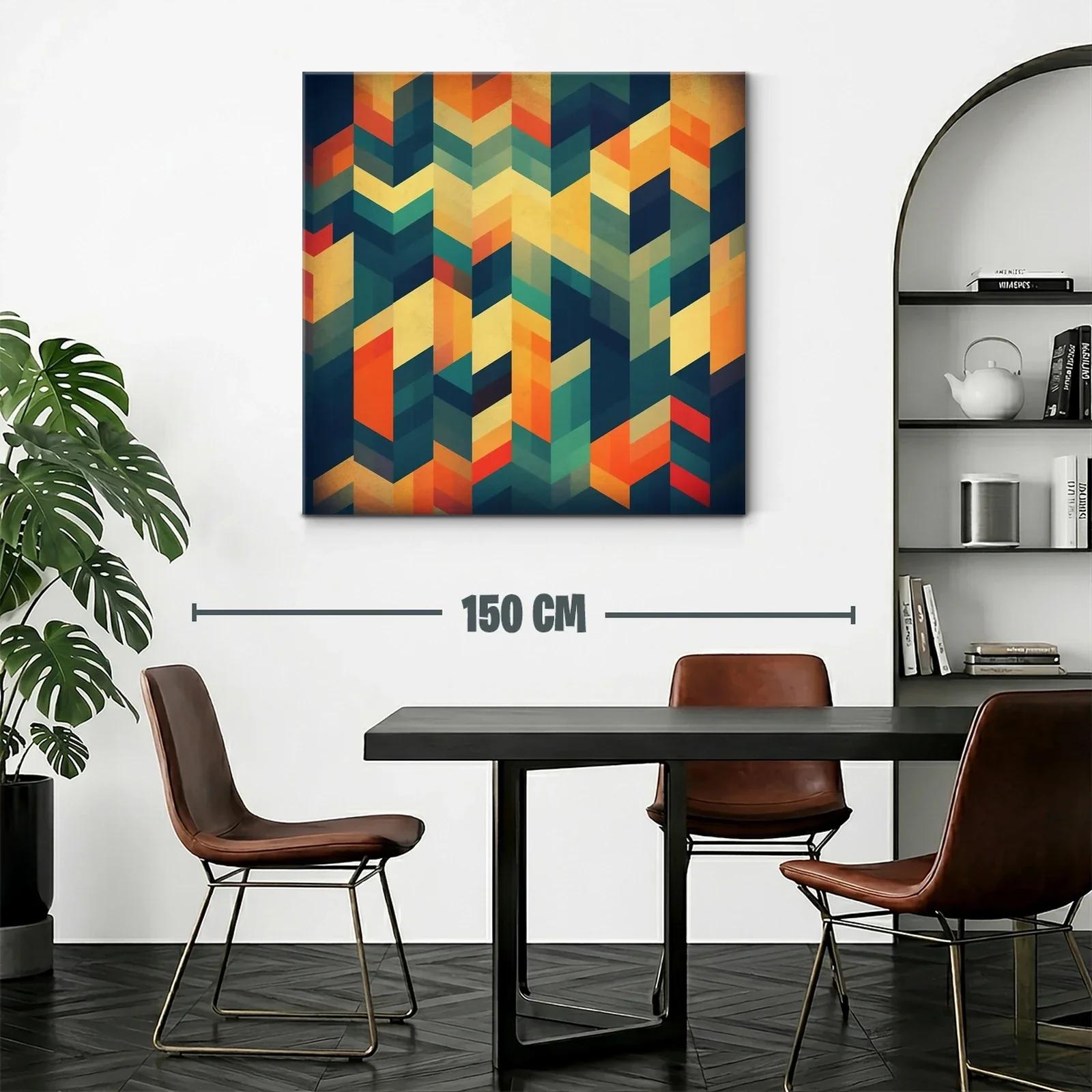 Diseño geométrico con tonos cálidos y frescos para pared — miniatura 2