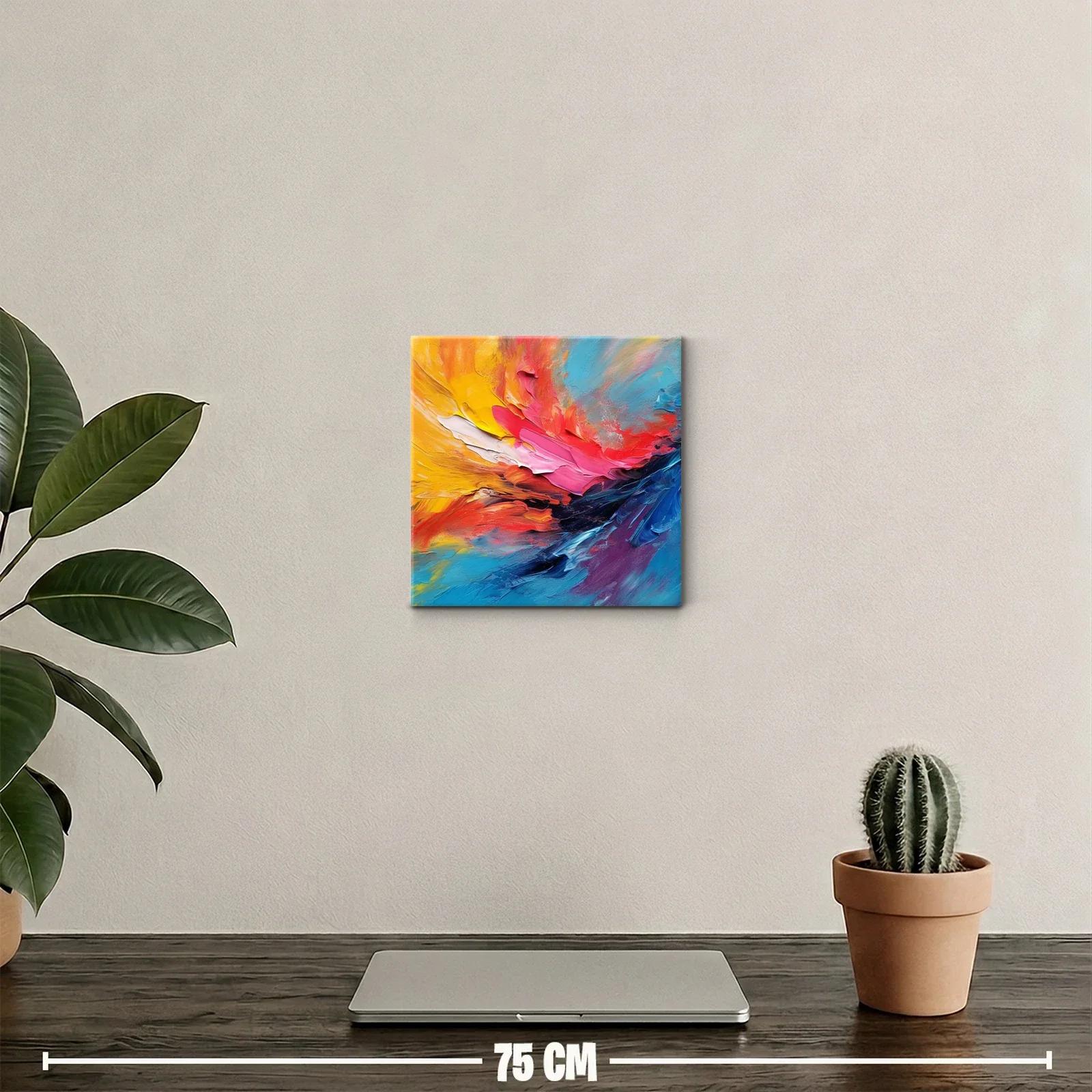 Cuadro abstracto con explosión de colores vivos y textura dinámica — miniatura 2