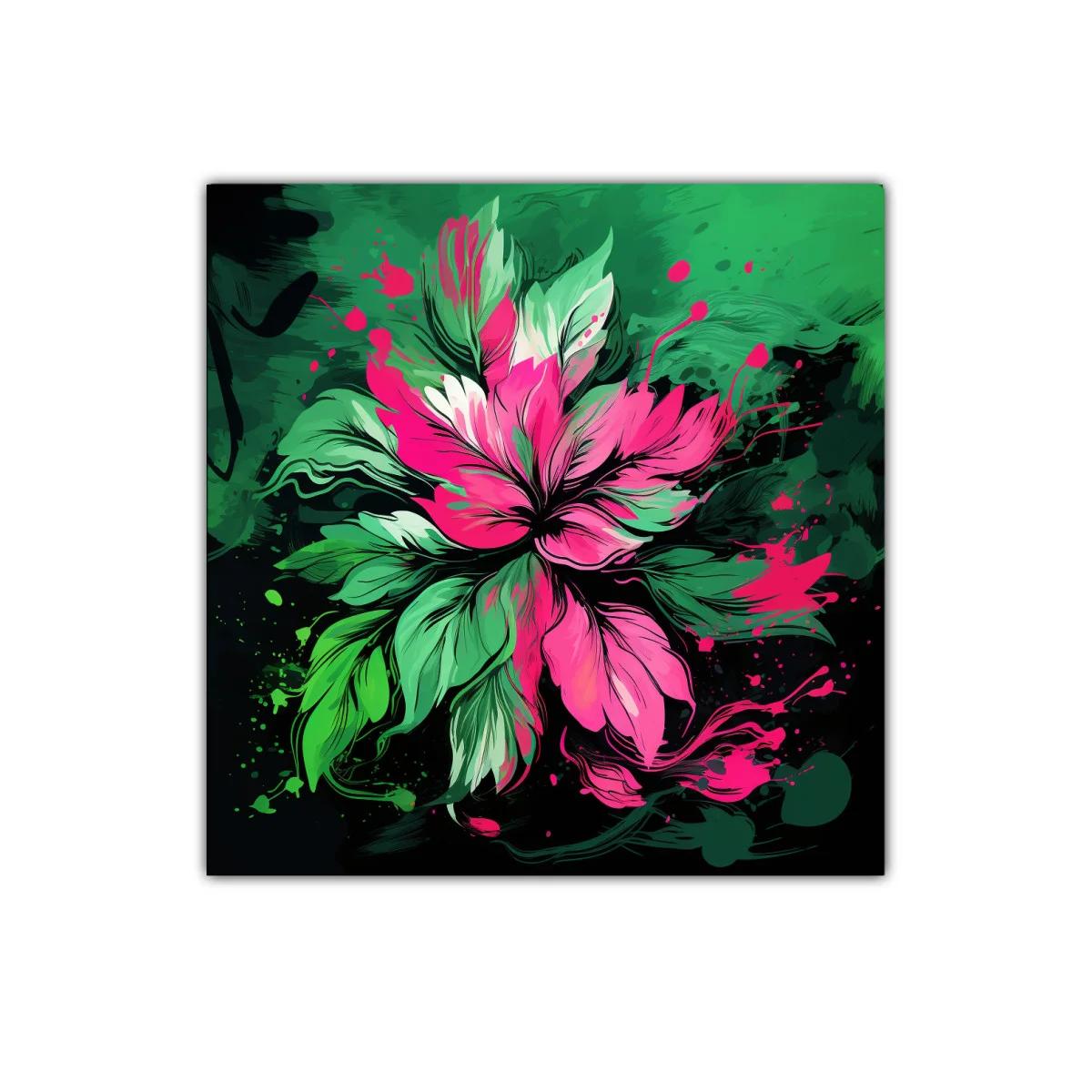 Flor vibrante en tonos verdes y fucsias intensos — imagen principal