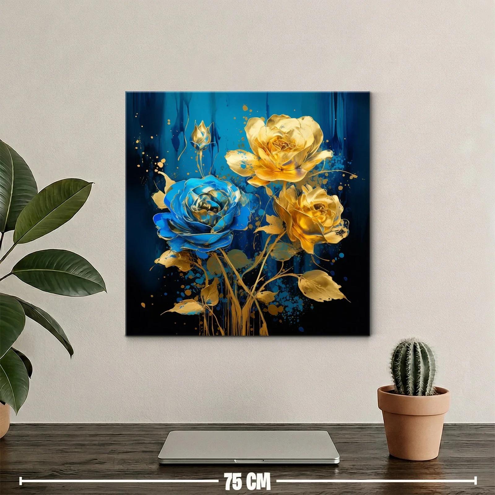 Ramo de rosas doradas y azul eléctrico vibrante — miniatura 2