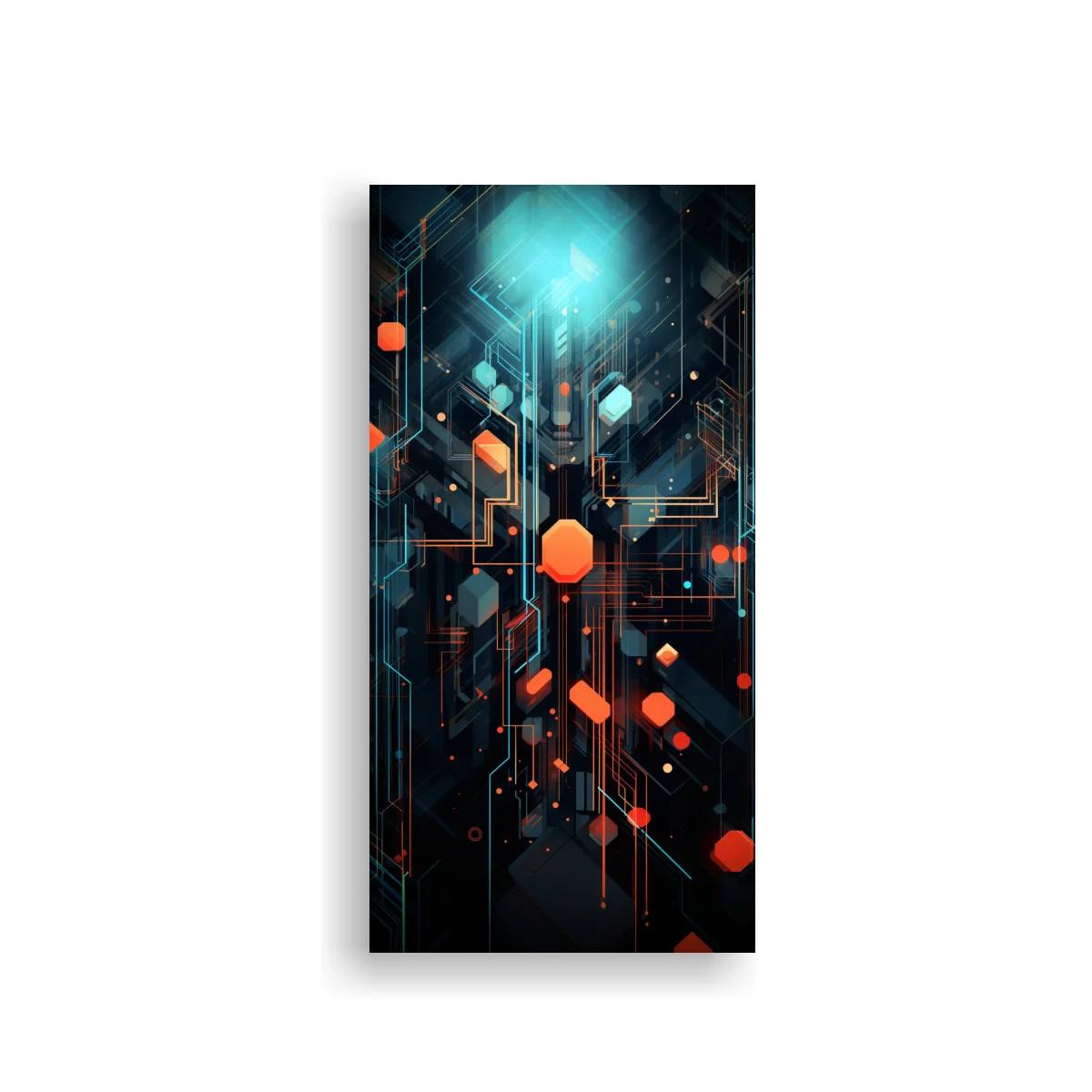 Cuadro patrón tecnológico abstracto con hexágonos luminosos