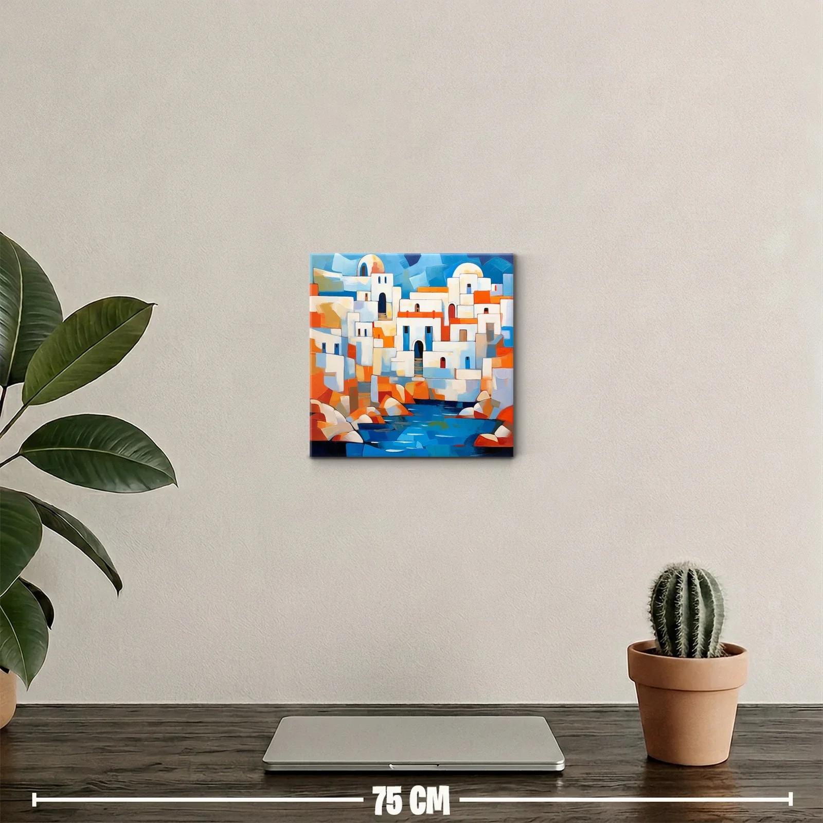 Pueblo Mediterráneo en vibrantes tonos azules y naranjas — miniatura 2