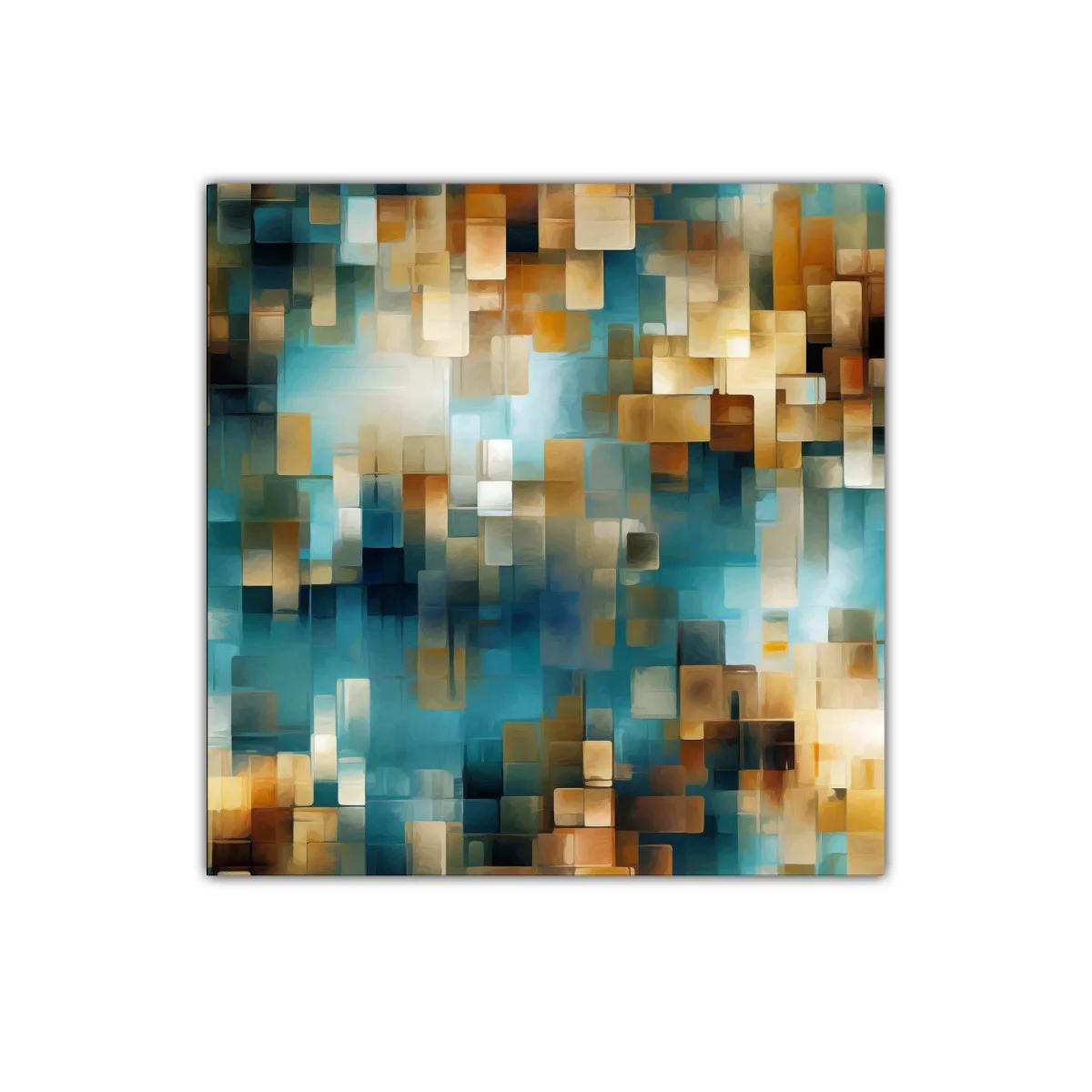 Composición abstracta con bloques en tonos azules y dorados — imagen principal