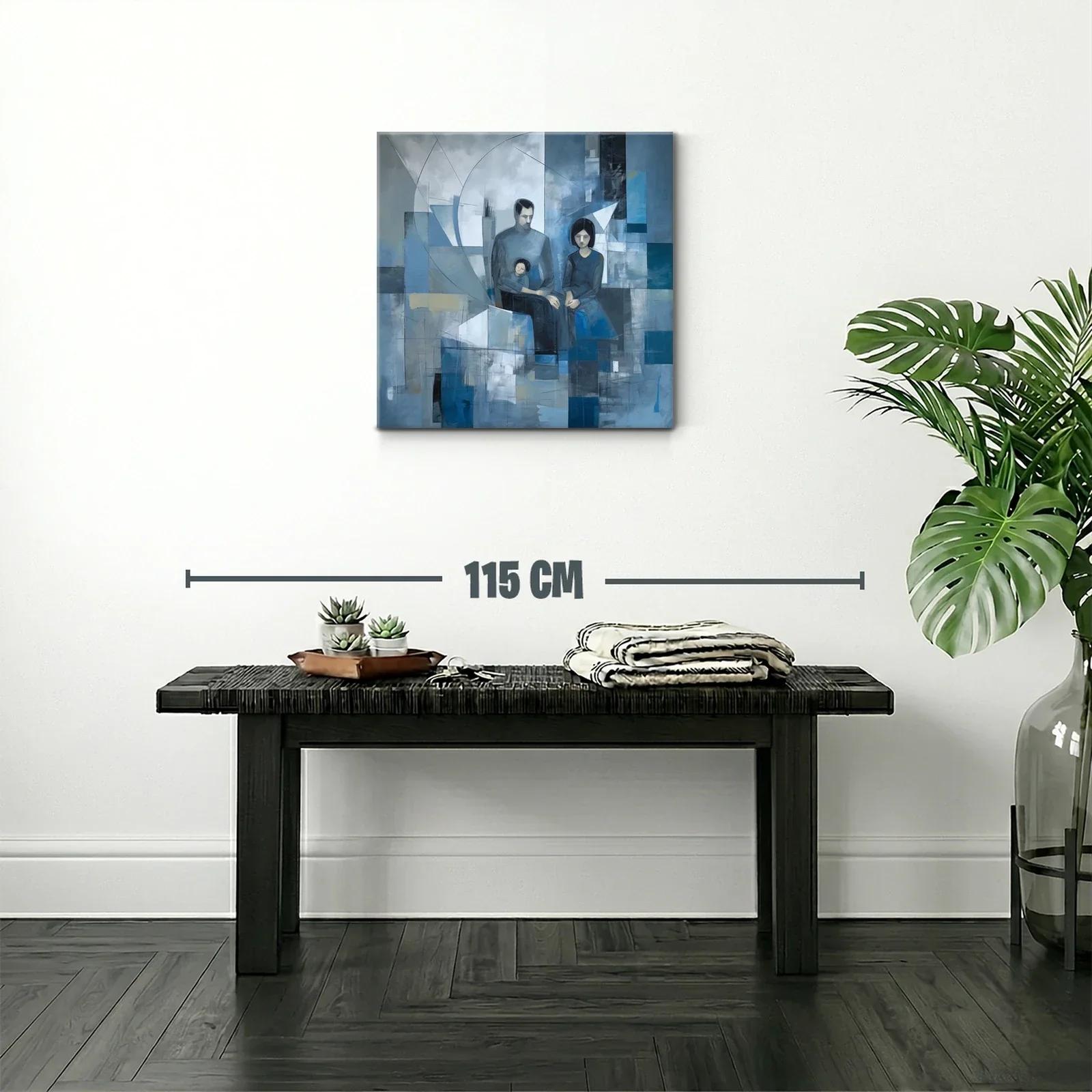 Composición abstracta de familia en tonos fríos y azules — miniatura 2