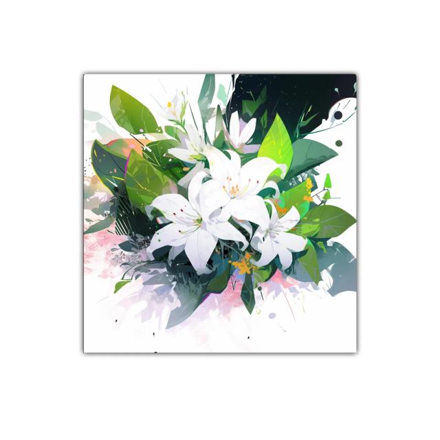 Elegancia natural con bouquet de lirios blancos y hojas verdes