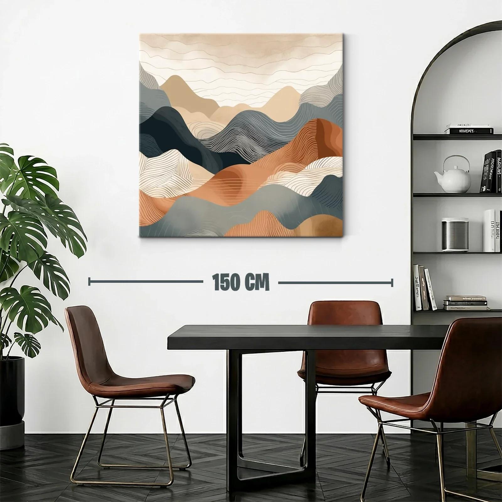 Cuadro con paisaje montañoso en tonos tierra y azules — miniatura 2
