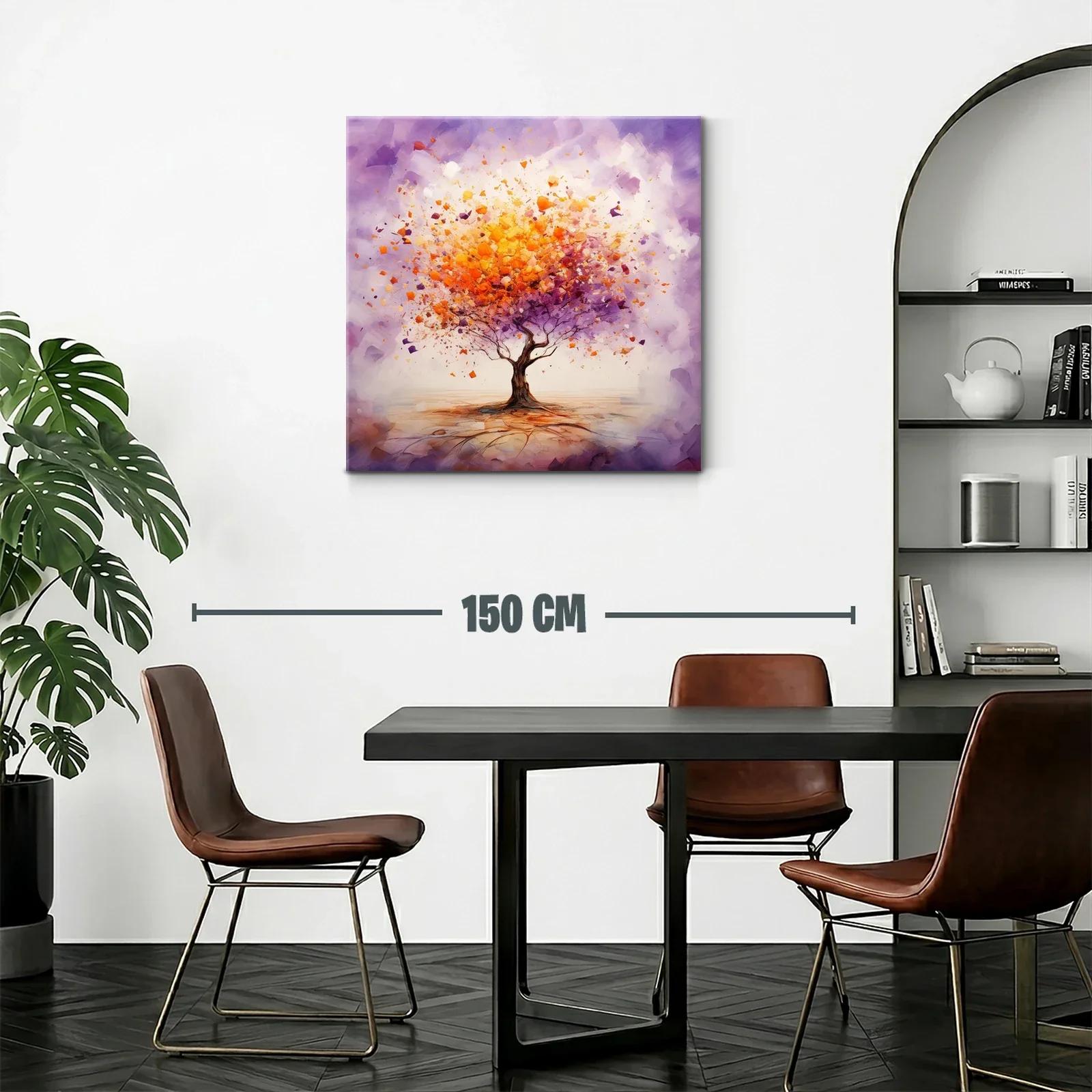 Árbol vibrante con explosión de hojas en tonos cálidos y morados — miniatura 2