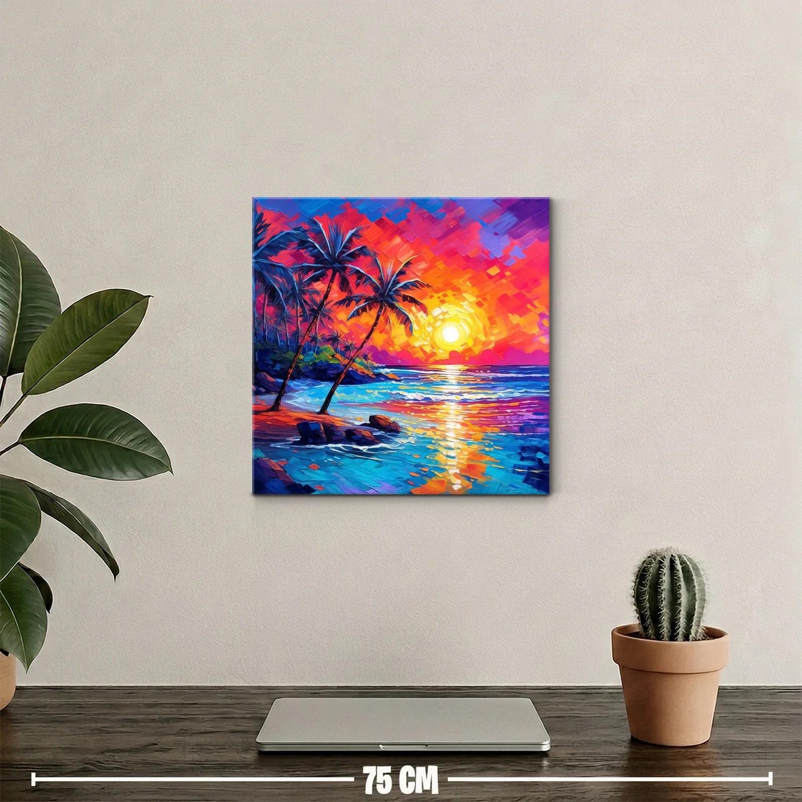Atardecer vibrante con palmeras en la playa tropical — miniatura 2