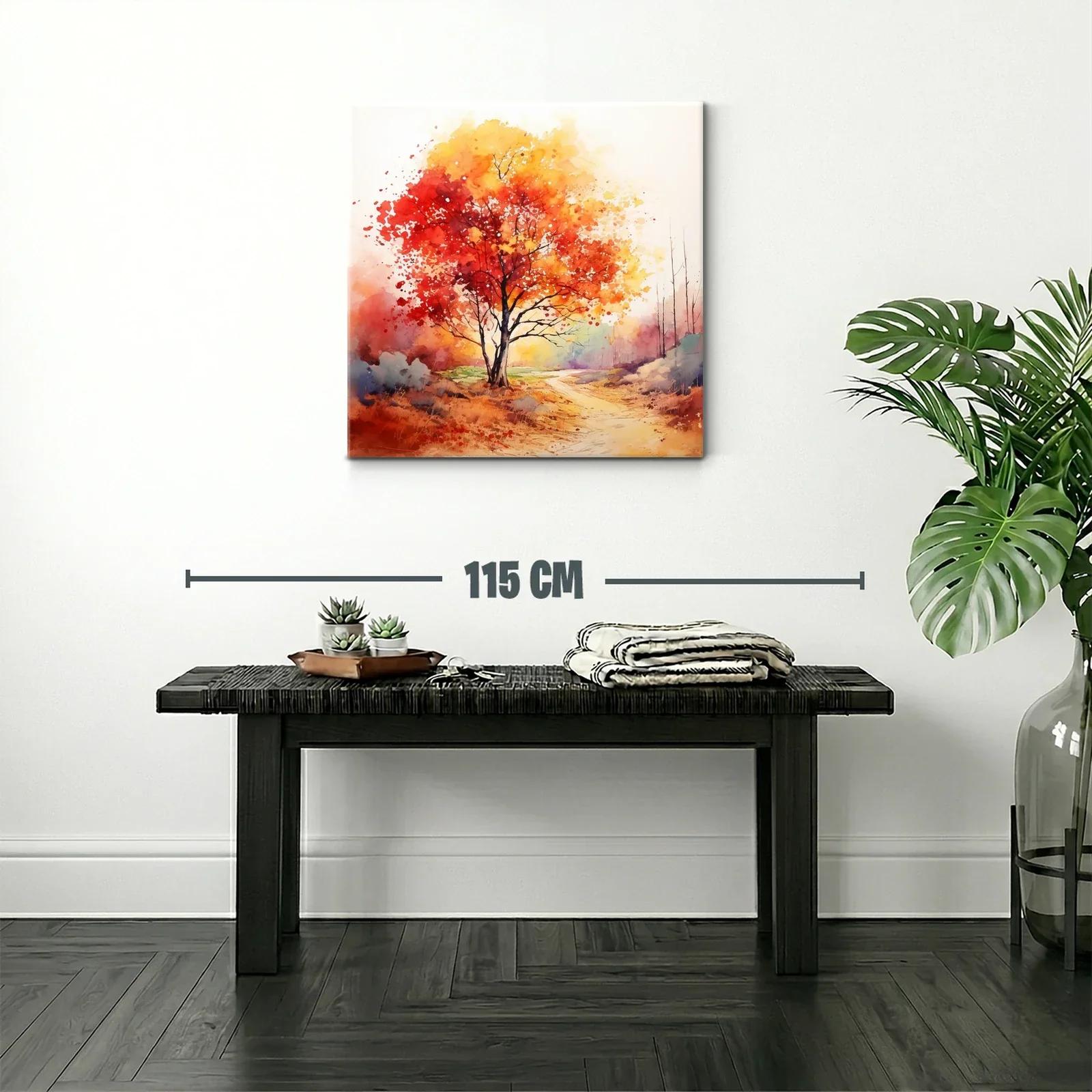 Árbol otoñal con tonos cálidos y camino sereno — miniatura 2