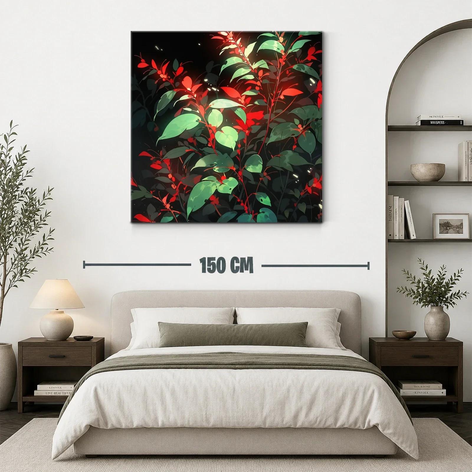 Naturaleza vibrante con hojas verdes y toques rojos llamativos — miniatura 3