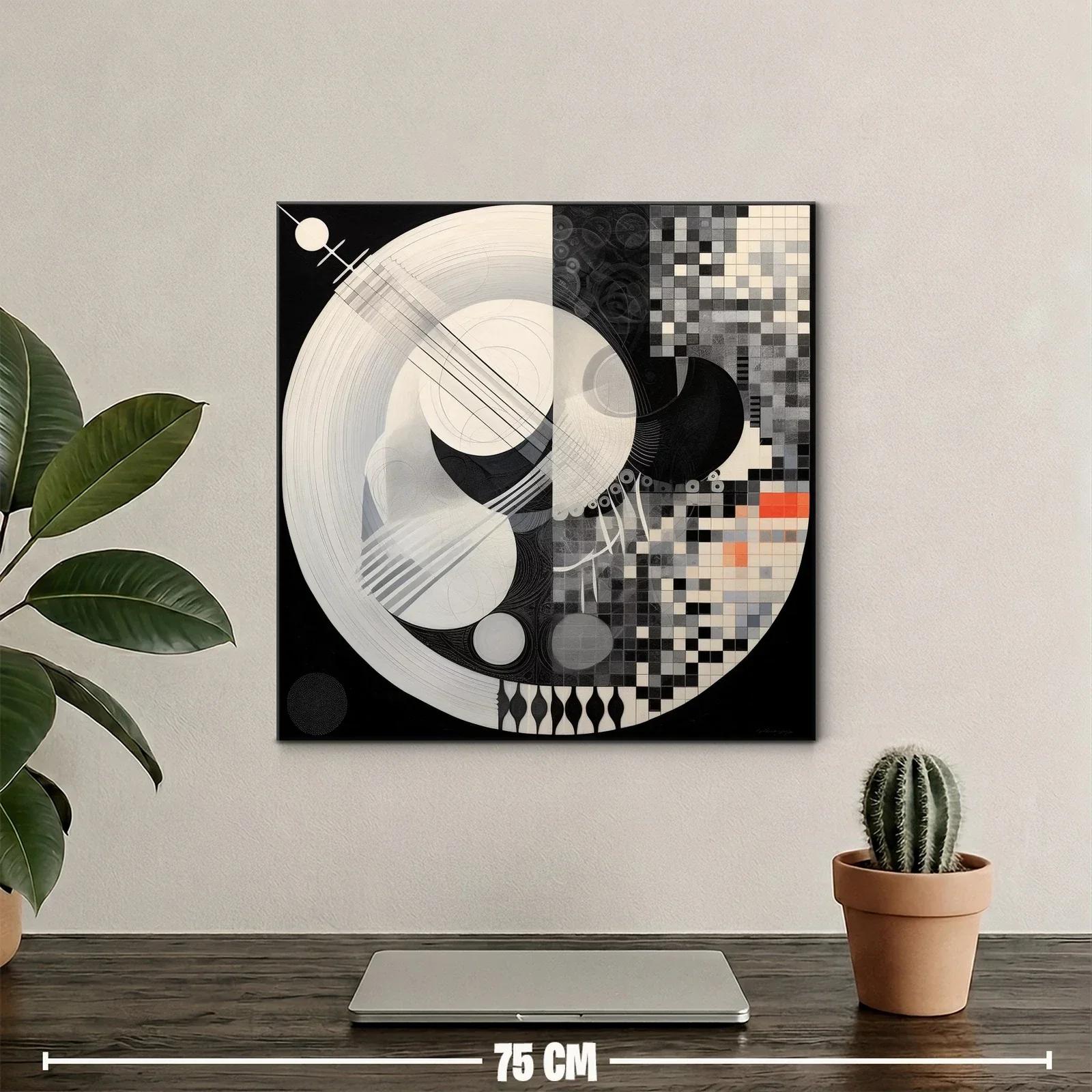 Composición abstracta en blanco y negro con toque naranja — miniatura 2