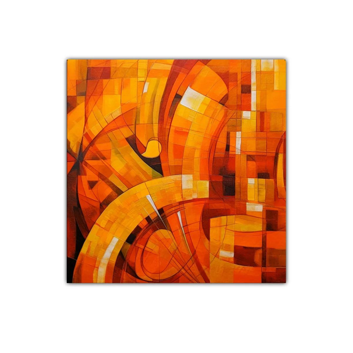 Cuadro abstracto en tonos cálidos naranja y amarillo