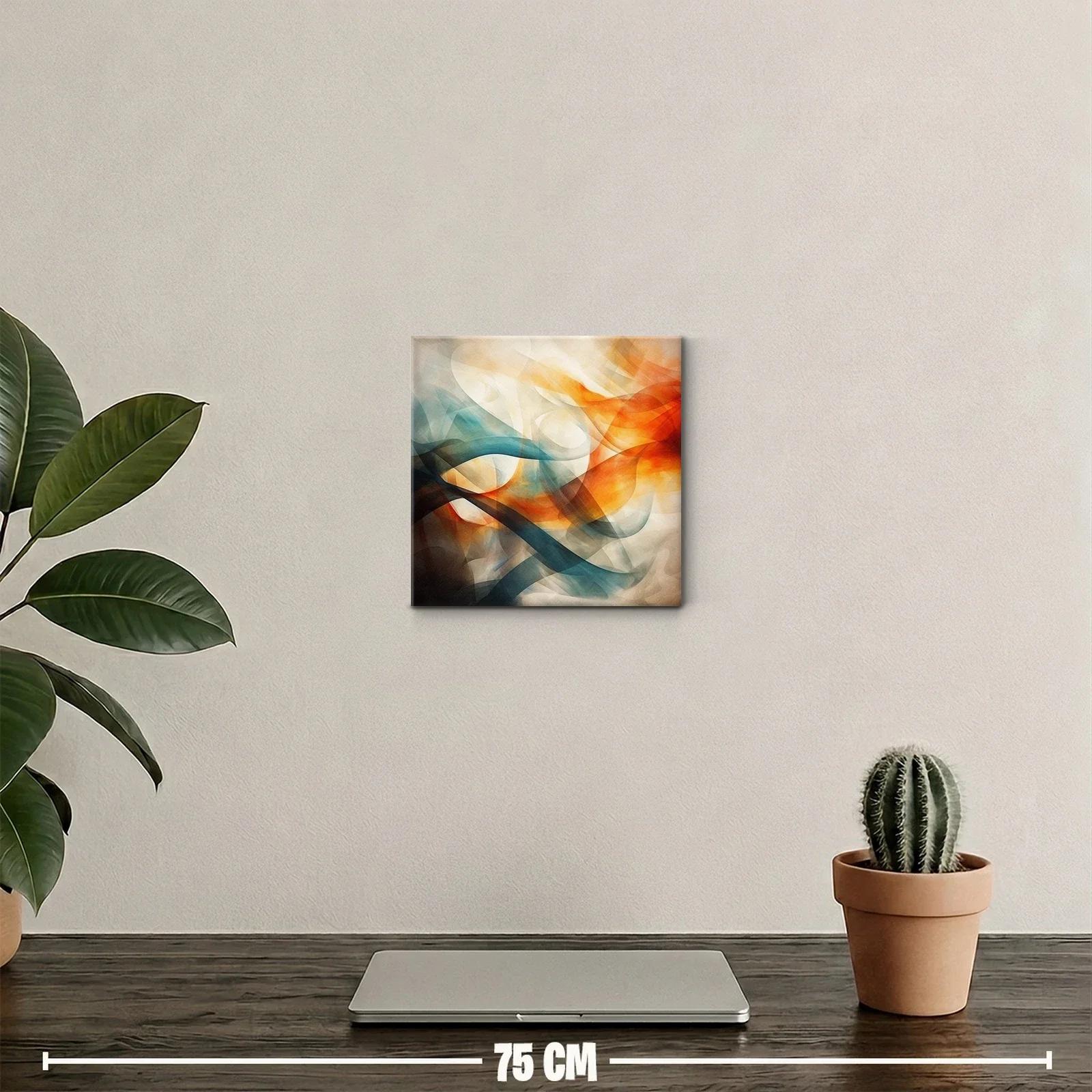 Composición abstracta con tonos cálidos y fríos fluidos — miniatura 2