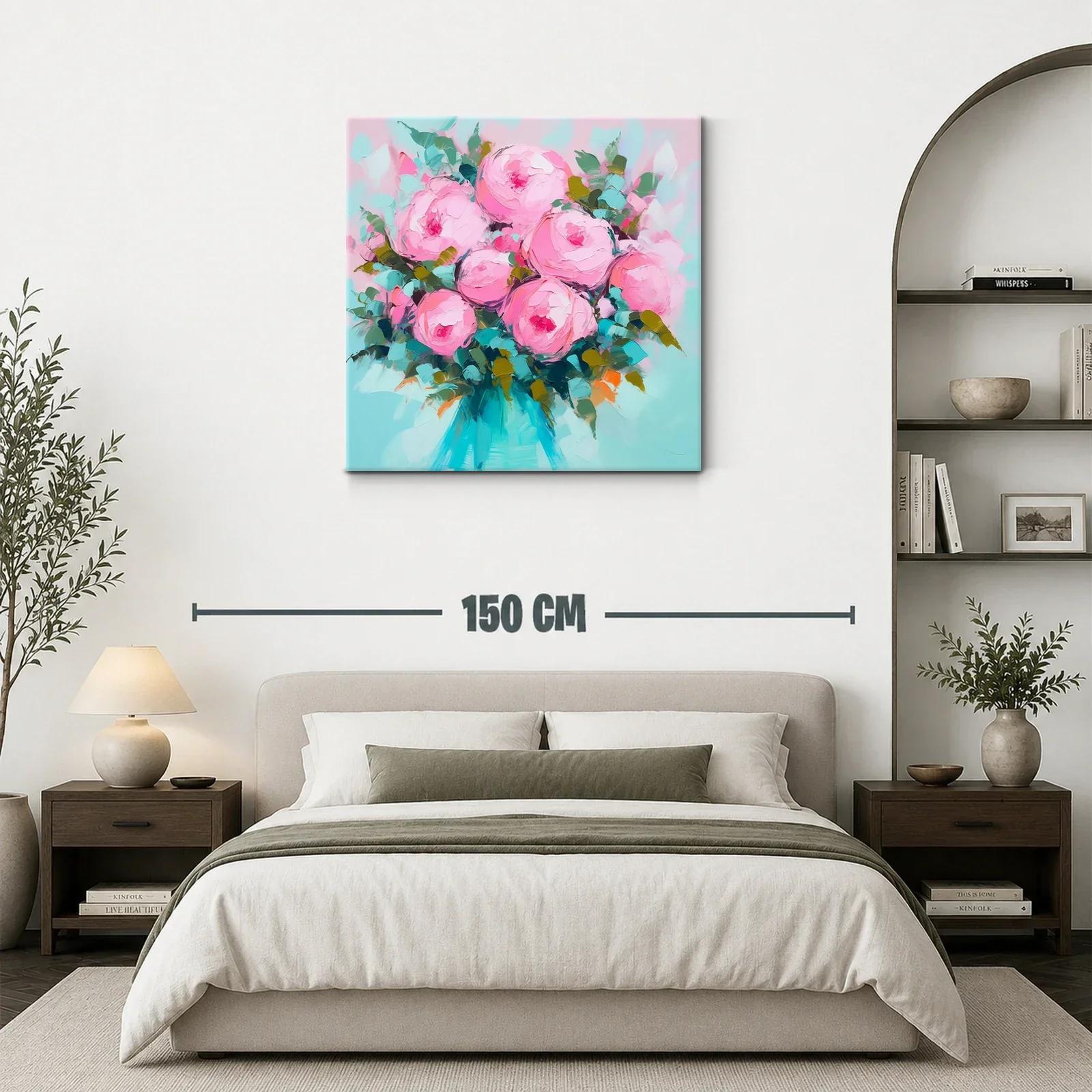 Ramo de rosas rosas vibrantes con follaje fresco — miniatura 3