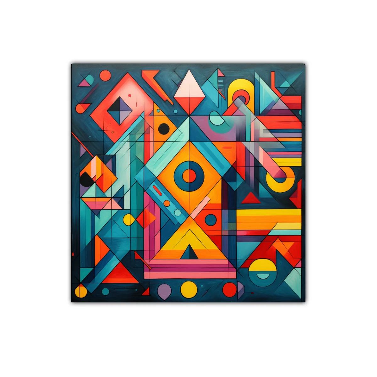 Cuadro abstracto con figuras geométricas y colores vibrantes — imagen principal