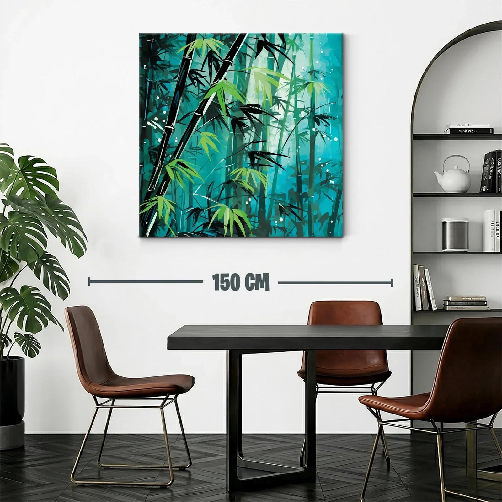 Bosque de bambú en tonos verdes y azules intensos — miniatura 2