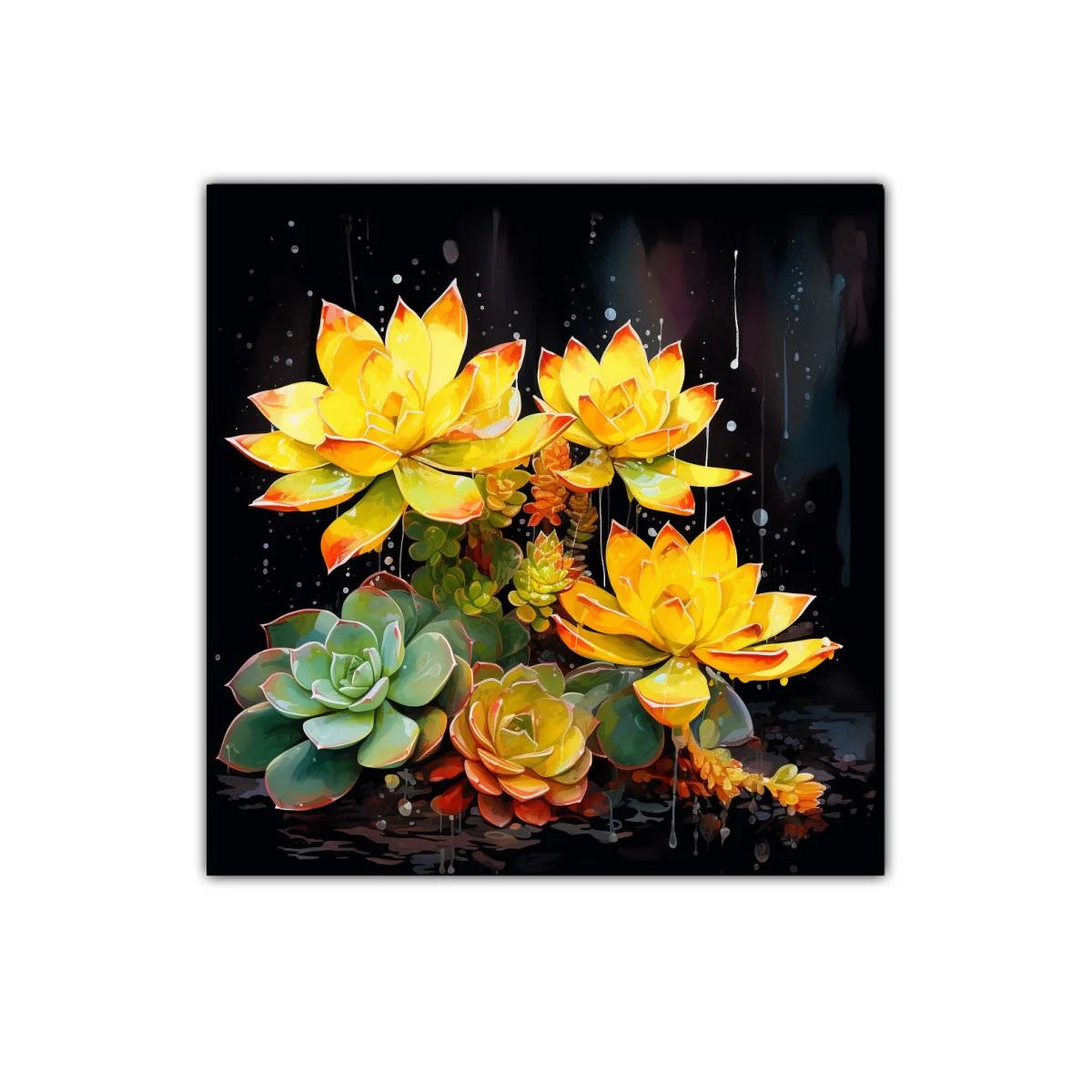Cuadro decorativo con vibrantes flores amarillas y verdes — imagen principal