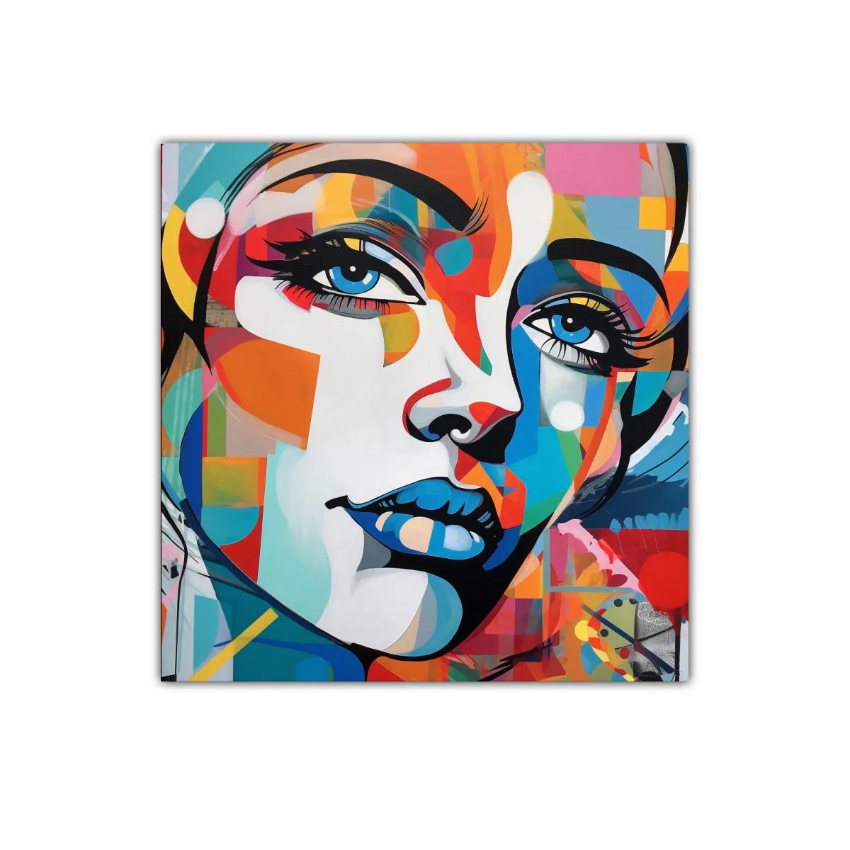 Retrato femenino vibrante con colores intensos y formas geométricas — imagen principal