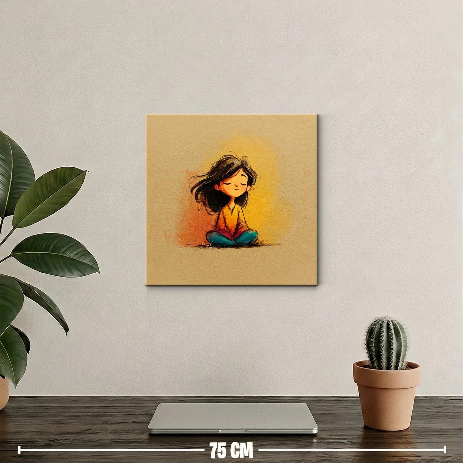 Ilustración de niña meditando con expresión serena — miniatura 2