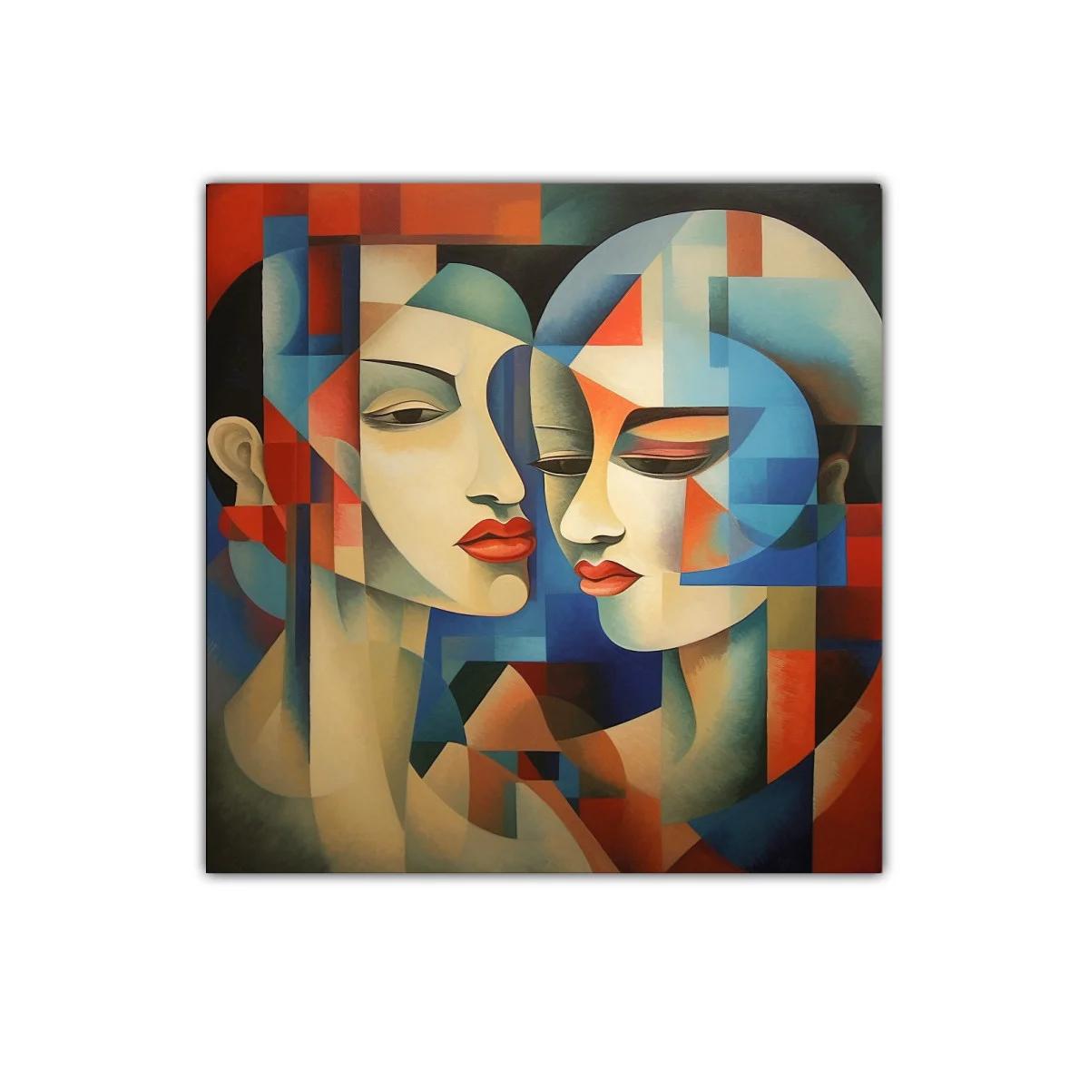 Retratos abstractos en tonos cálidos y fríos vibrantes — imagen principal